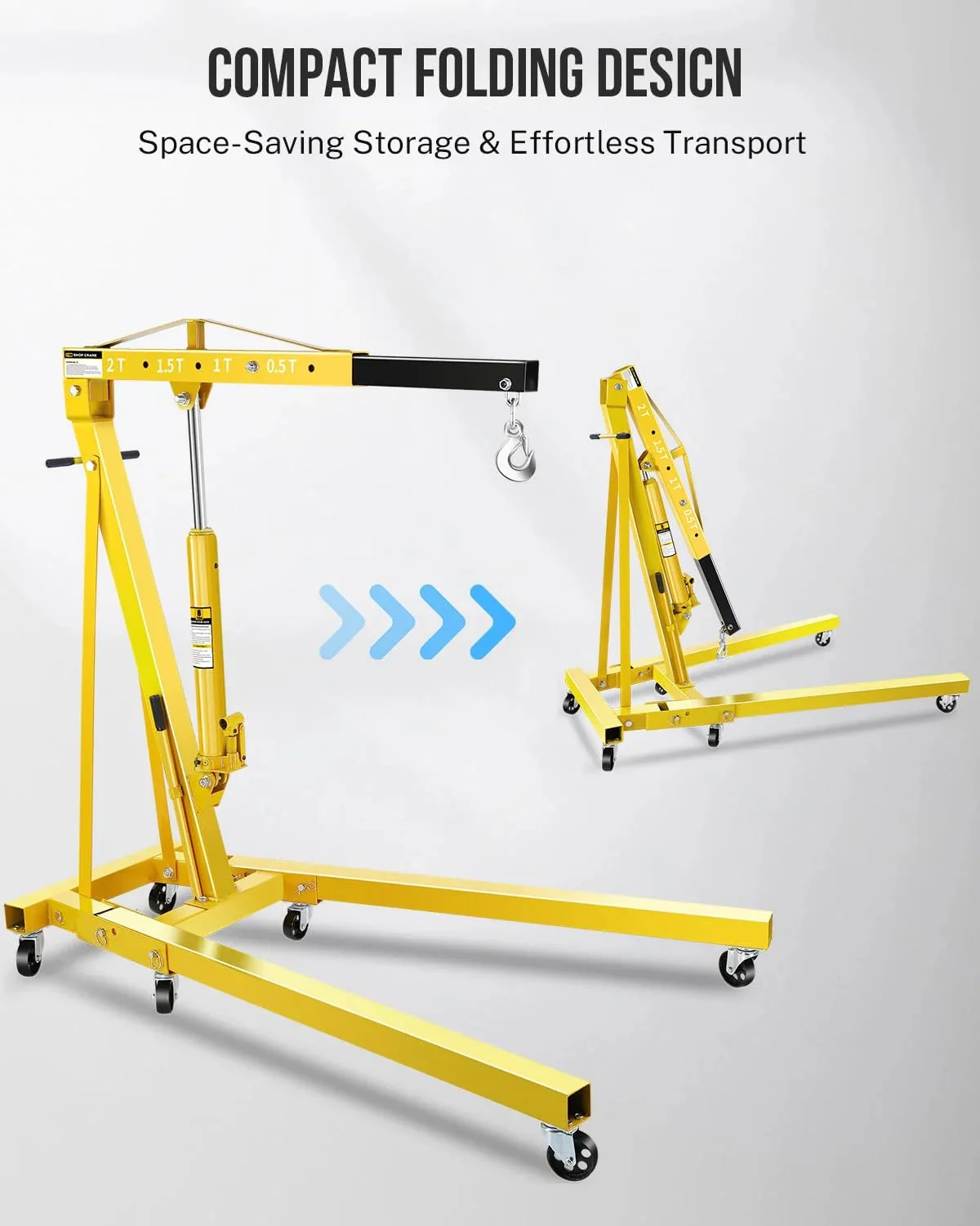 Garvee 2 Ton Hydraulic Folding Shop Crane Engine Hoist With Lever