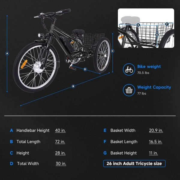 26 Inch Adult 3 Wheel Electric Tricycle With Basket, Fat Tires, 7 Speeds, 350W Motor, 36V 10Ah Battery – 0KT_3xfGu2r4etlrGenxGg69.