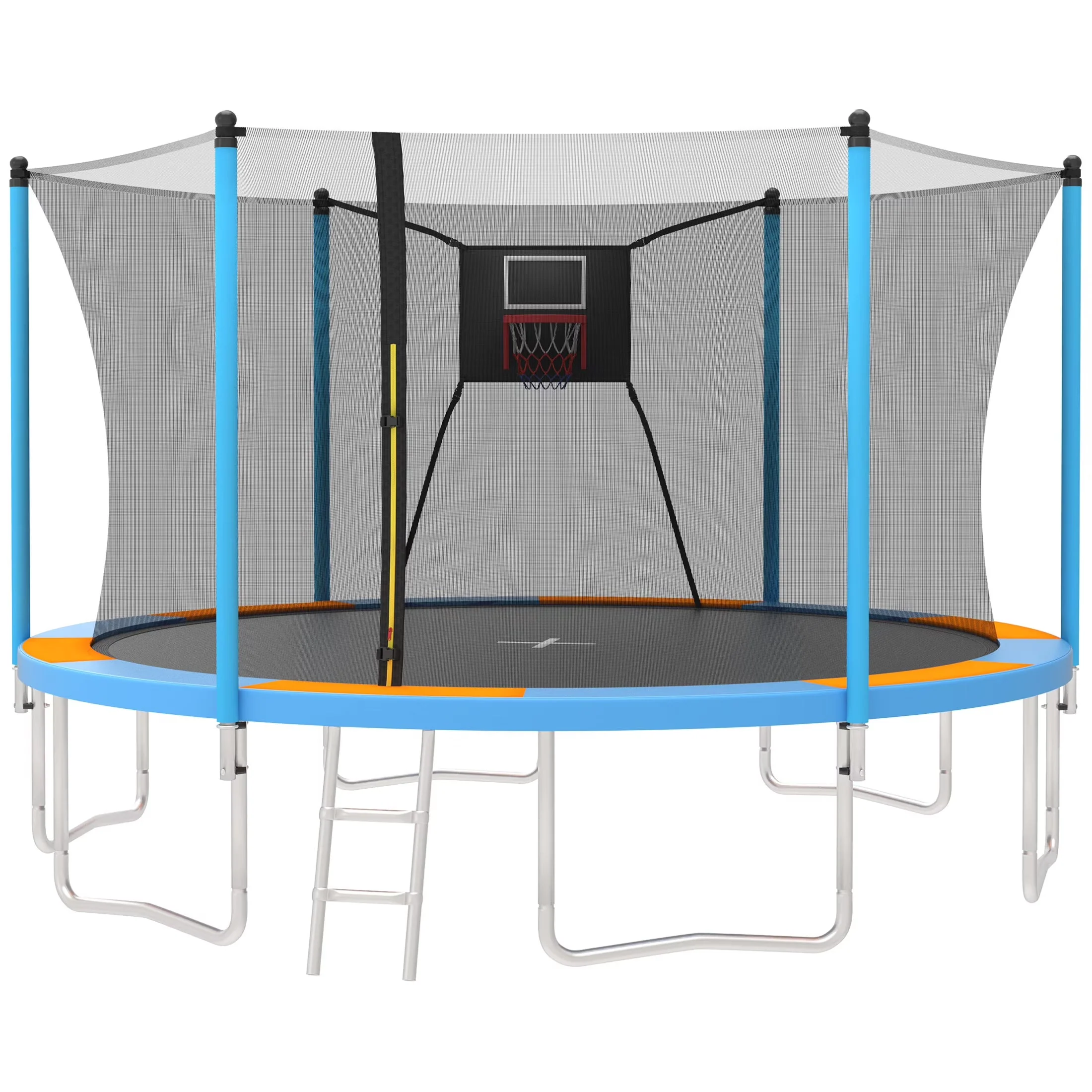 SHINPT 14ft Outdoor Trampoline With Safety Net, Basketball Hoop And Ladder