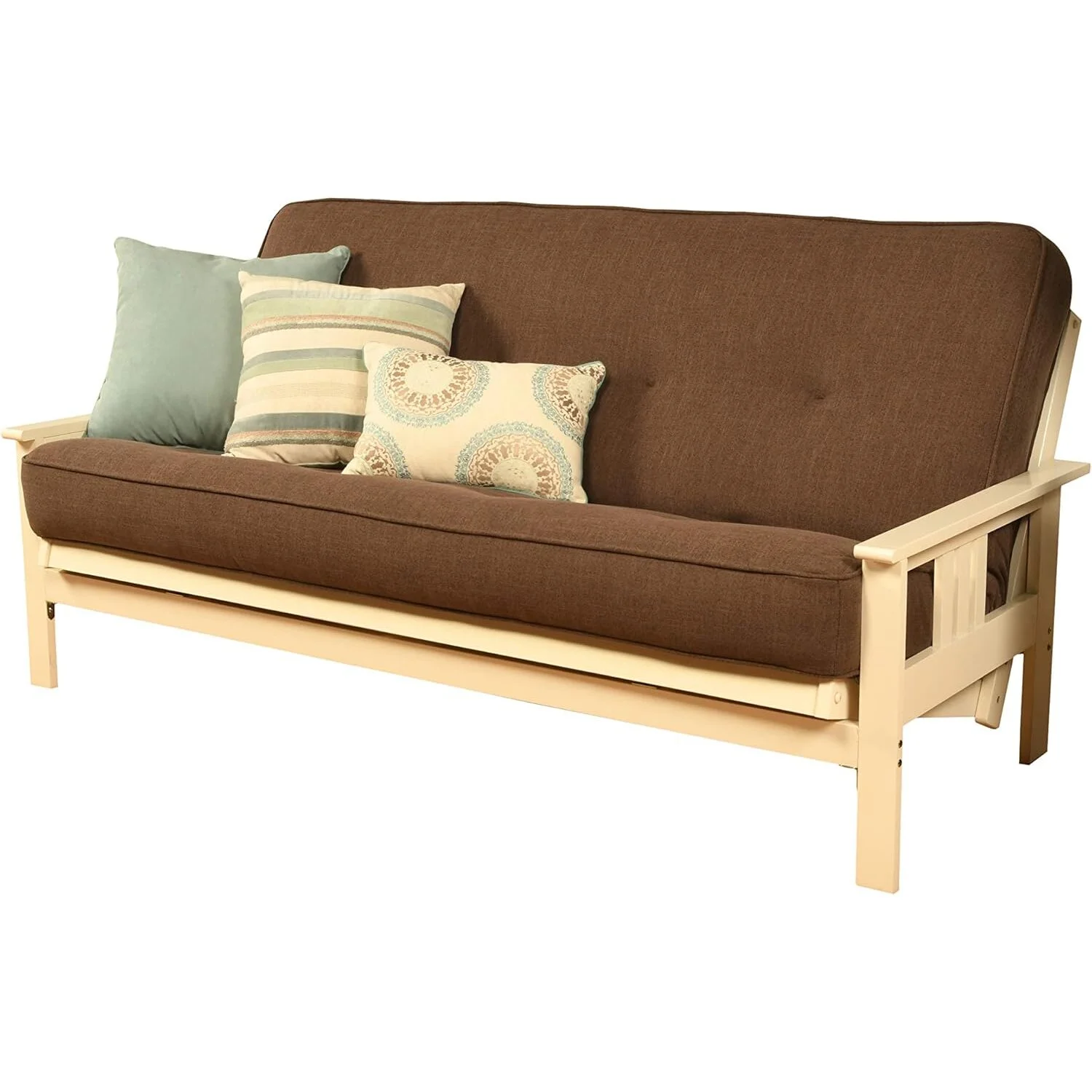 Homestock African Artifacts Full Size Futon Frame Set with Mattress, Easily Converts to Bed, Versatile Design Futon Frame for All Spaces, 33"H x 79"L x 37"D-Color:Linen Charcoal,Size:Barbados