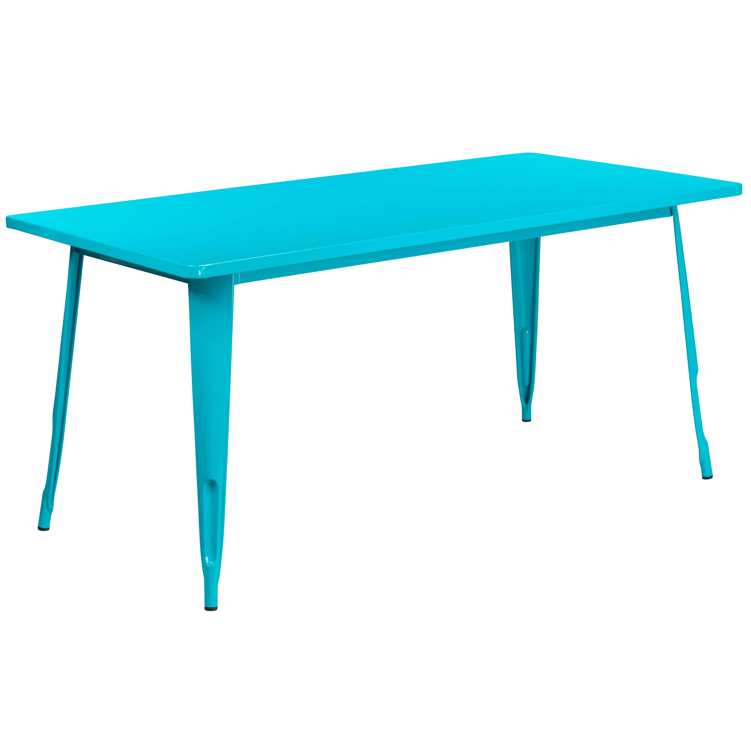 BizChair Commercial Grade 31.5" x 63" Rectangular Black Metal Indoor-Outdoor Table