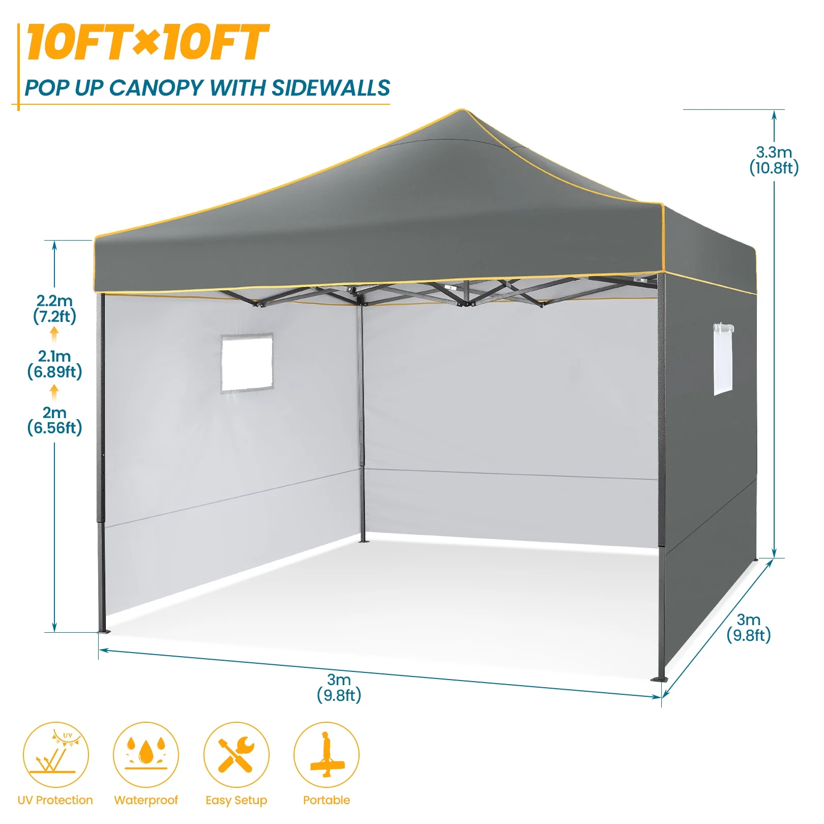 Hoteel 10x15 Heavy Duty Canopy Tent with 4 Sidewalls,Pop up Canopy for Parties Wedding,Commercial Easy up Gazebo with Roller Bag,UV 50+ &,Black