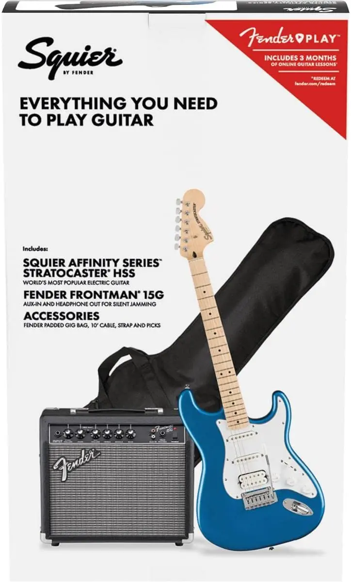 Squier By Fender Affinity Series Stratocaster HSS Pack – Lake Placid Blue, Maple Fingerboard