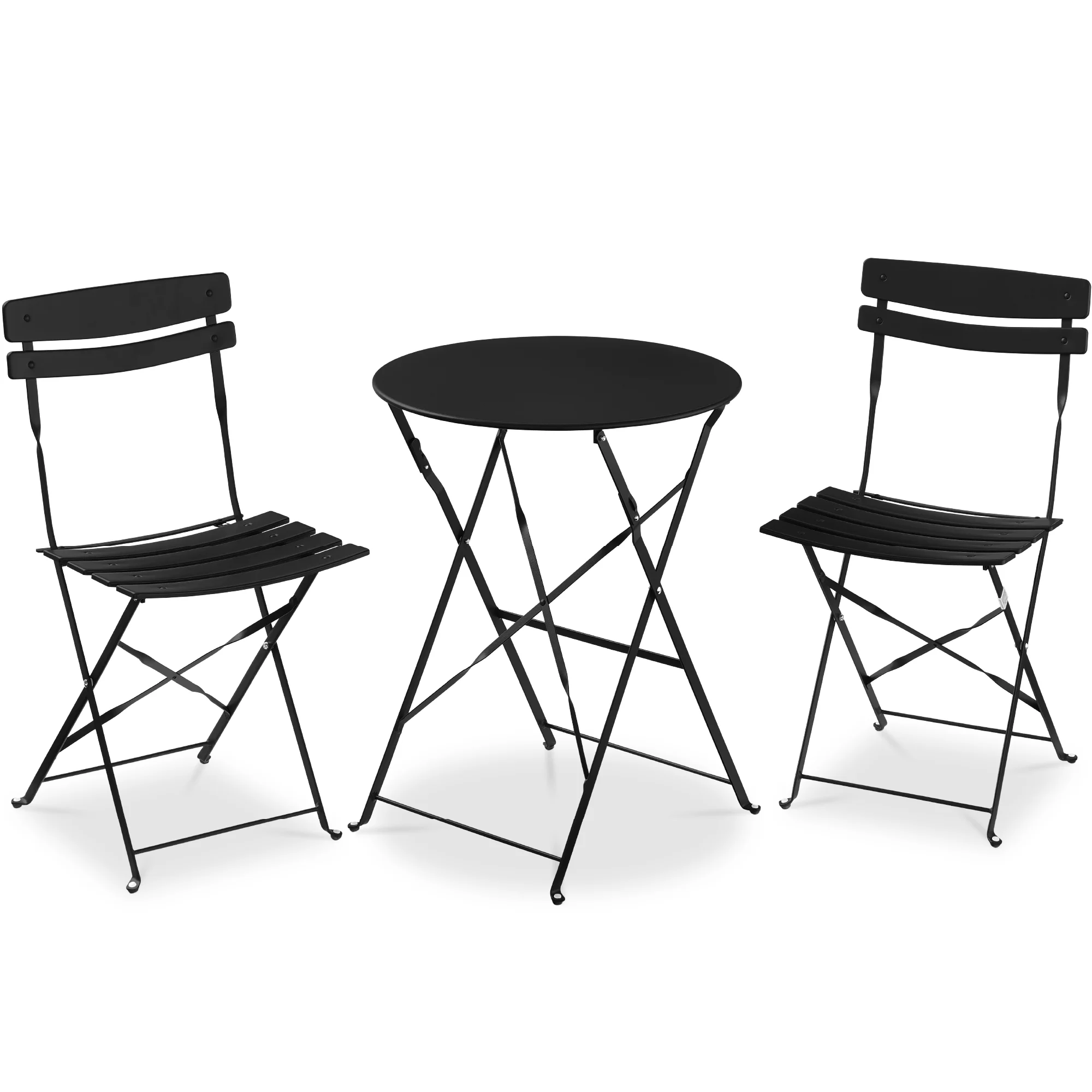 Best Choice Products 3-Piece Small Bistro Set, Folding Patio Furniture Set of 2 Chairs and Table – Black