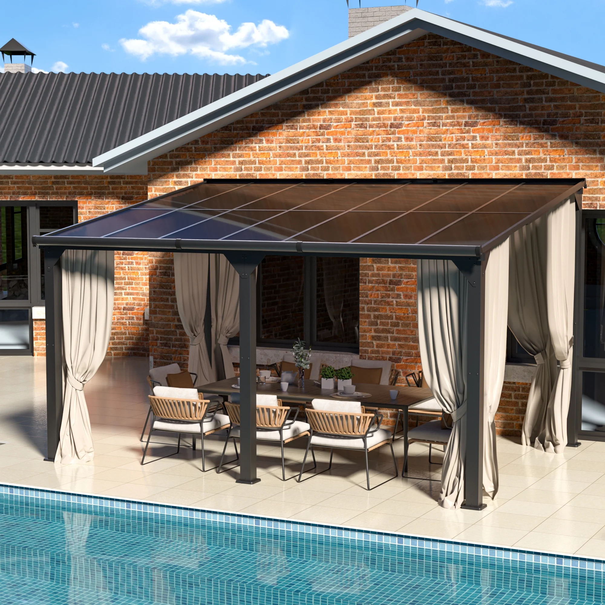 Jaxpety 14 x 10 ft. Hardtop Gazebo Outdoor Awnings for Patio, Backyard, Porch