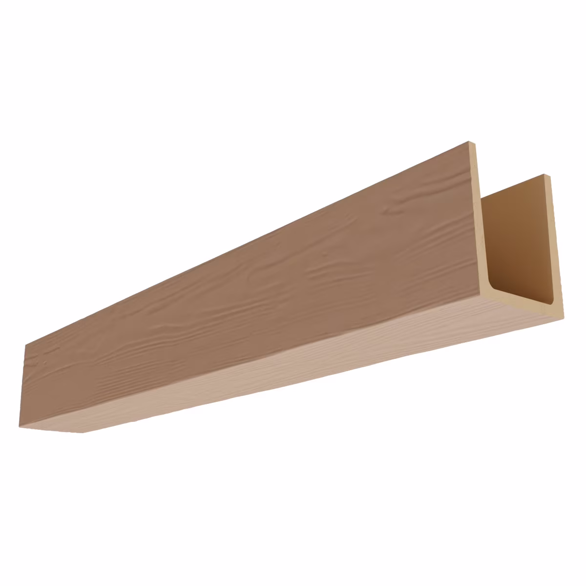Ekena Millwork 3 1/2"W x 3 1/2"H x 120"L 3-Sided (U-Beam) Mena HeritageTimber Faux Wood Ceiling Beam, Kona Brown