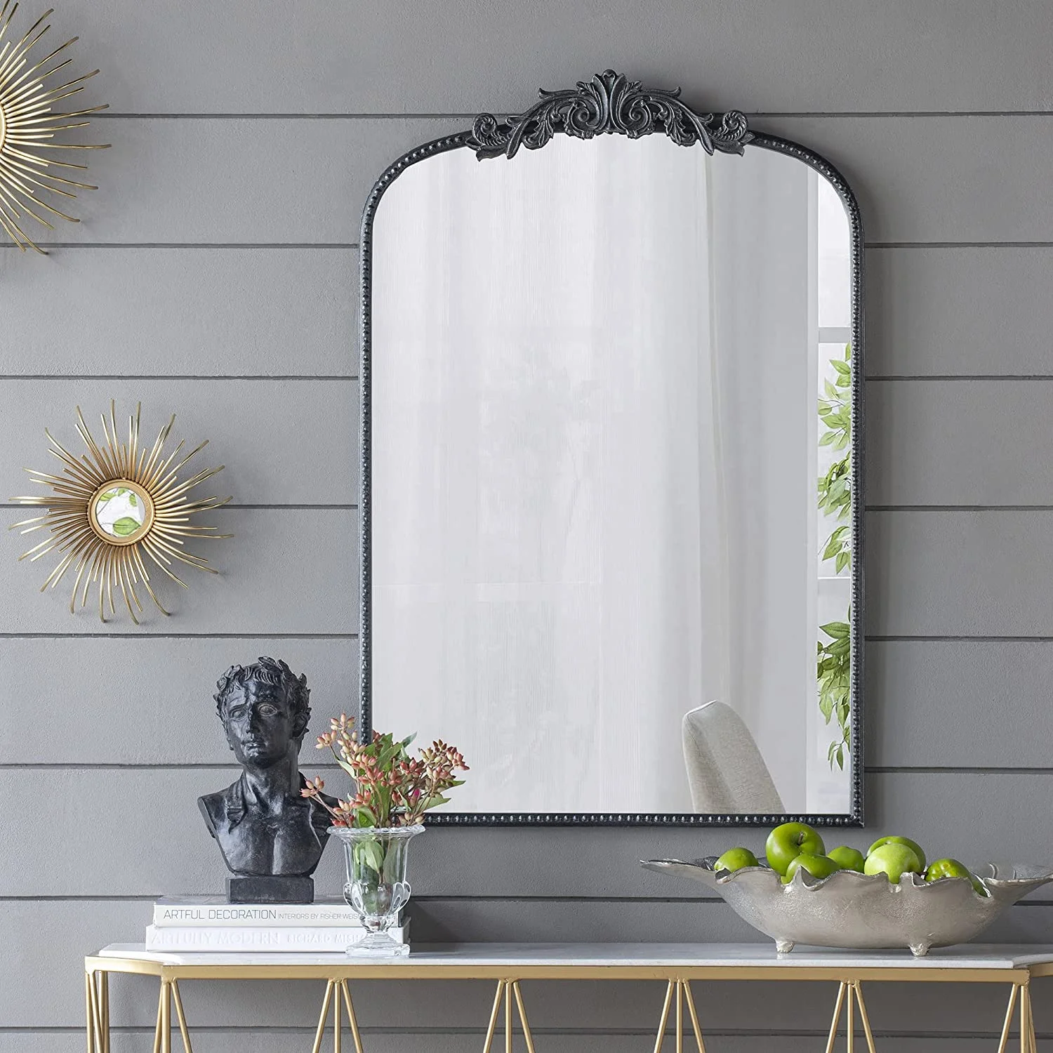A&B Home Arched Mirror - 24" x 36" Gold Mirror for Wall Decor
