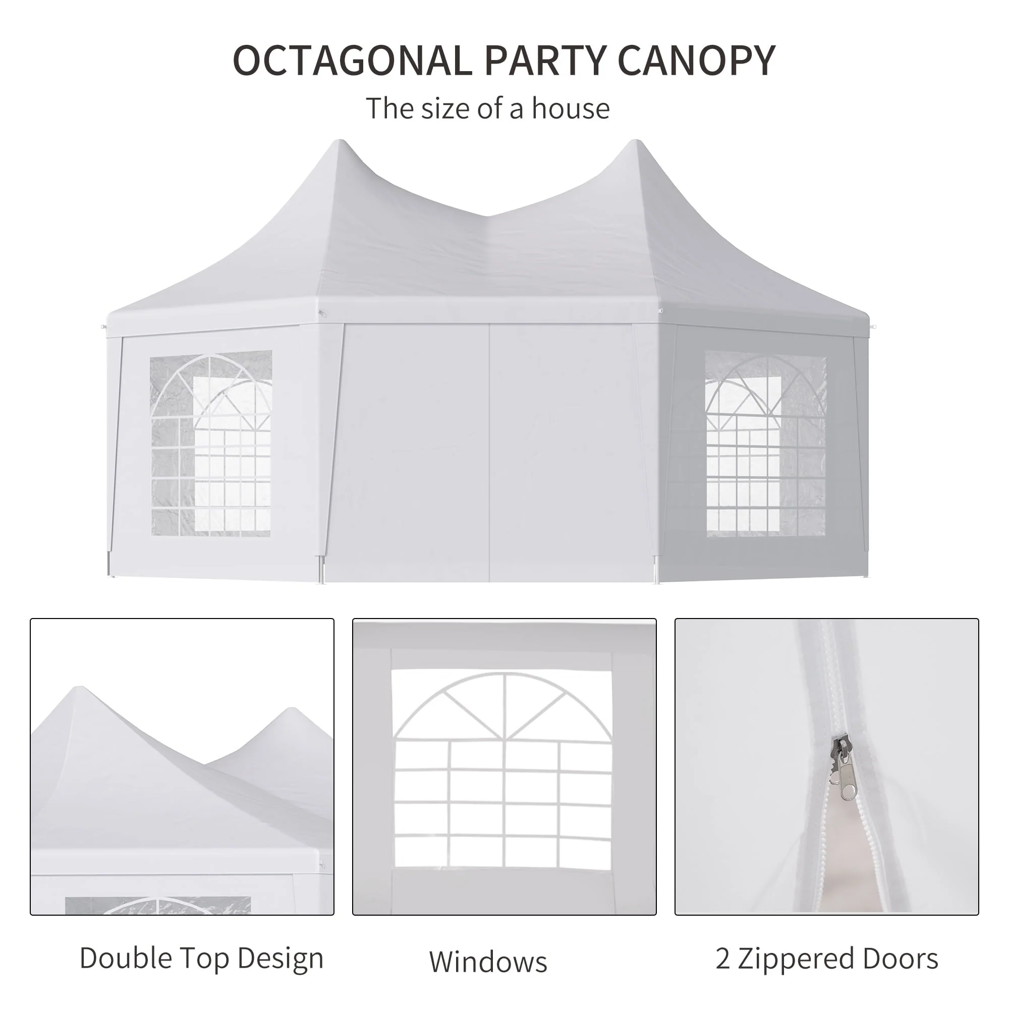Outsunny 22' x 16' Party Tent Canopy with 2 Doors, 8 Cathedral Windows