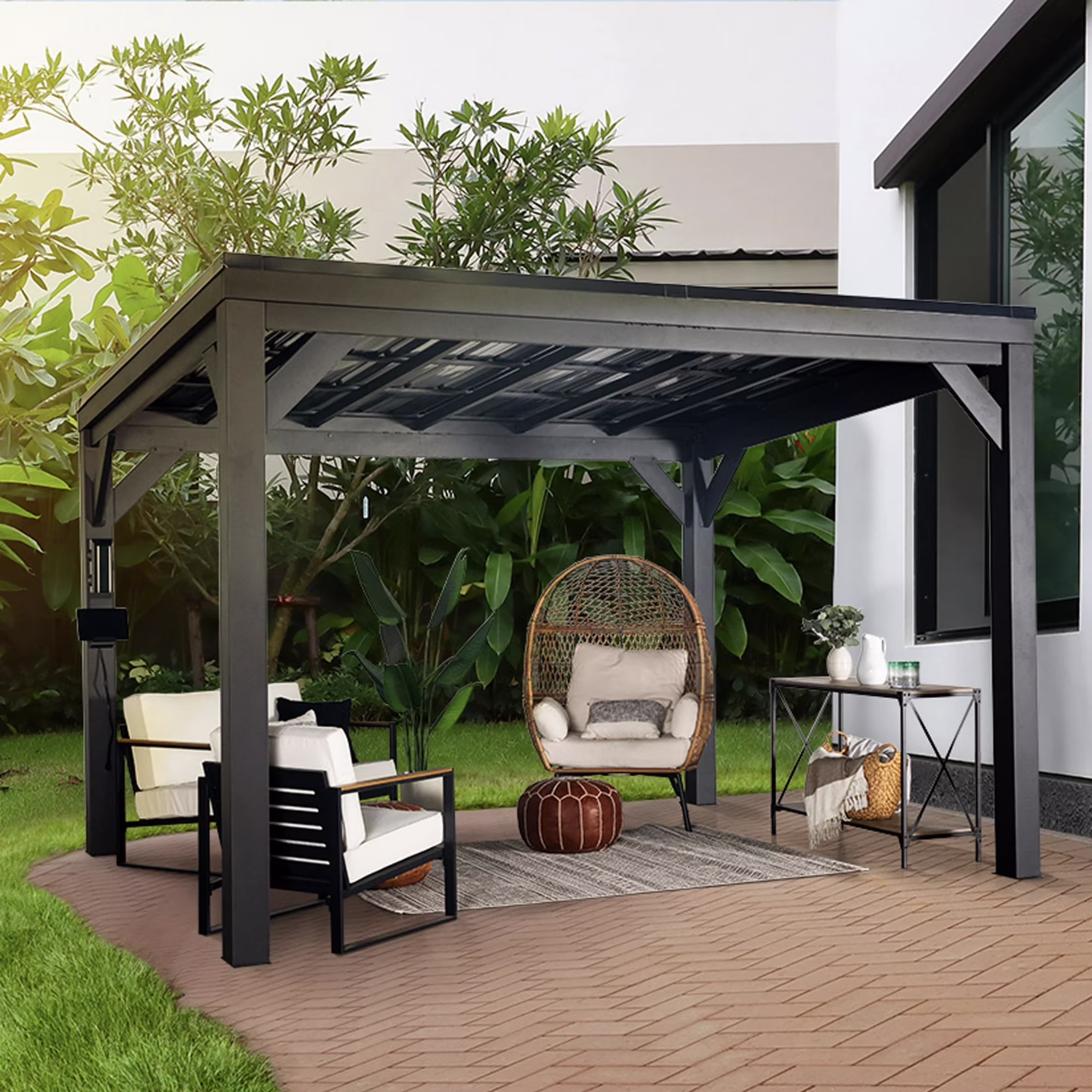 Backyard Discovery Stonebridge 12′ x 9.5′ Galvanized Steel Gazebo, Steel Roof, PowerPort
