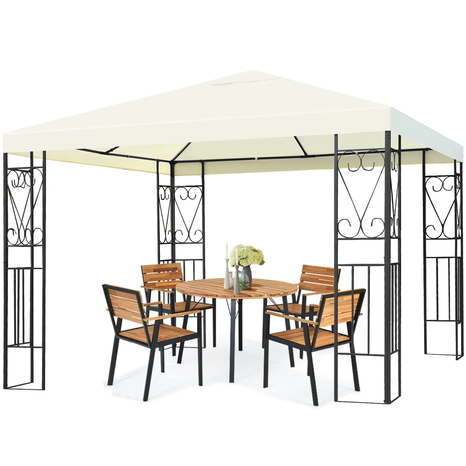 Topbuy 10′ x 10′ Large Outdoor Canopy Gazebo, sun-proof and drizzle-proof