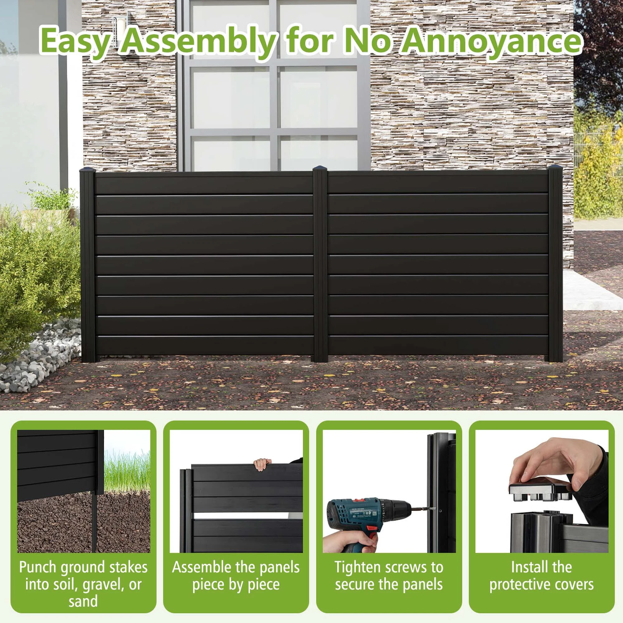 Costway 48"L x 37.5"H Air Conditioner Fence with 3 Ground Stakes