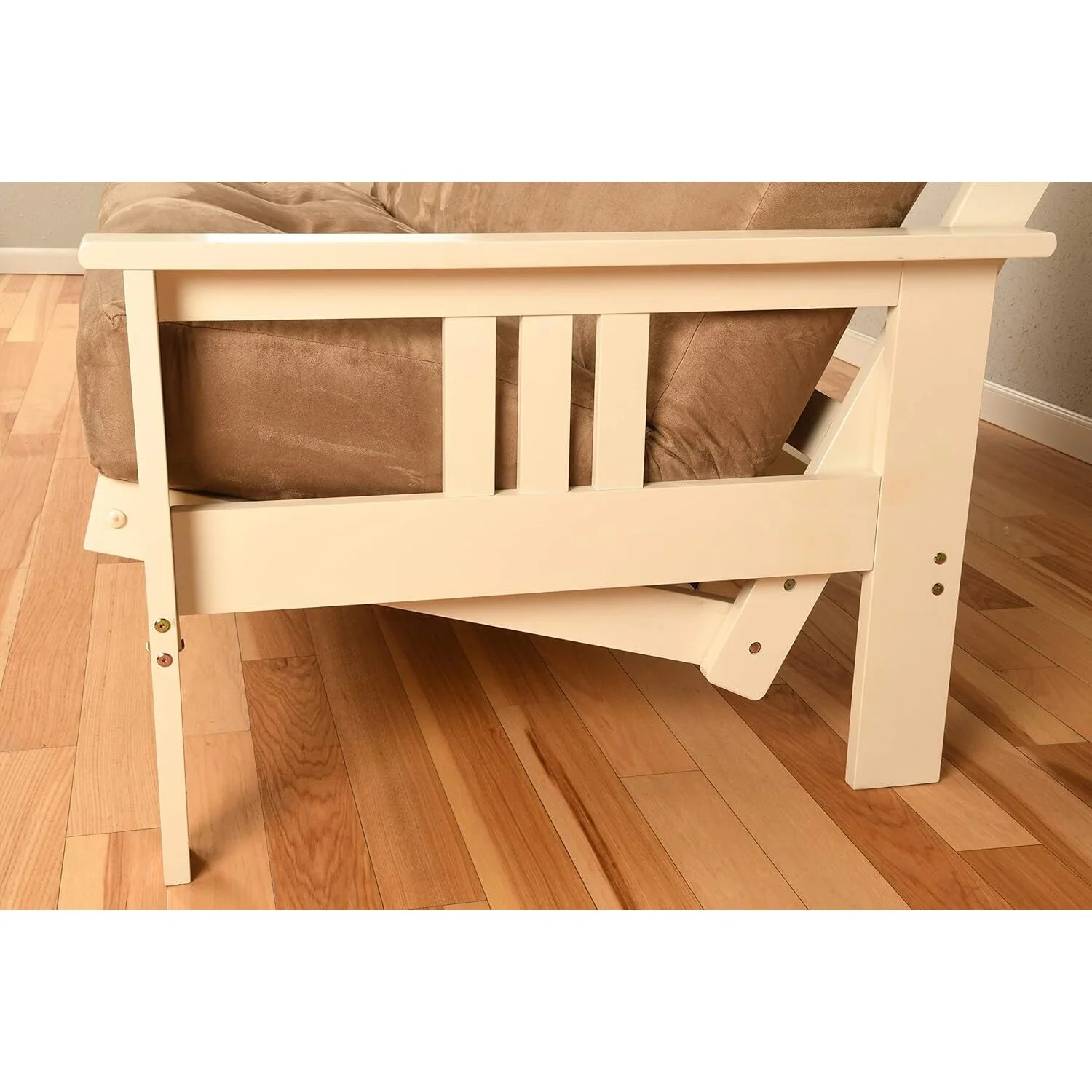 Homestock African Artifacts Full Size Futon Frame Set with Mattress, Easily Converts to Bed, Versatile Design Futon Frame for All Spaces, 33"H x 79"L x 37"D-Color:Linen Charcoal,Size:Barbados