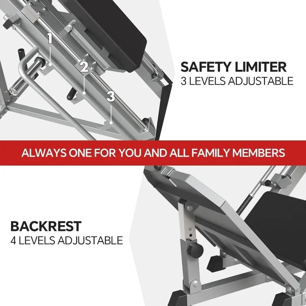 2-In-1 Leg Press And Hack Squat Machine With Linear Bearing - 45-Degree