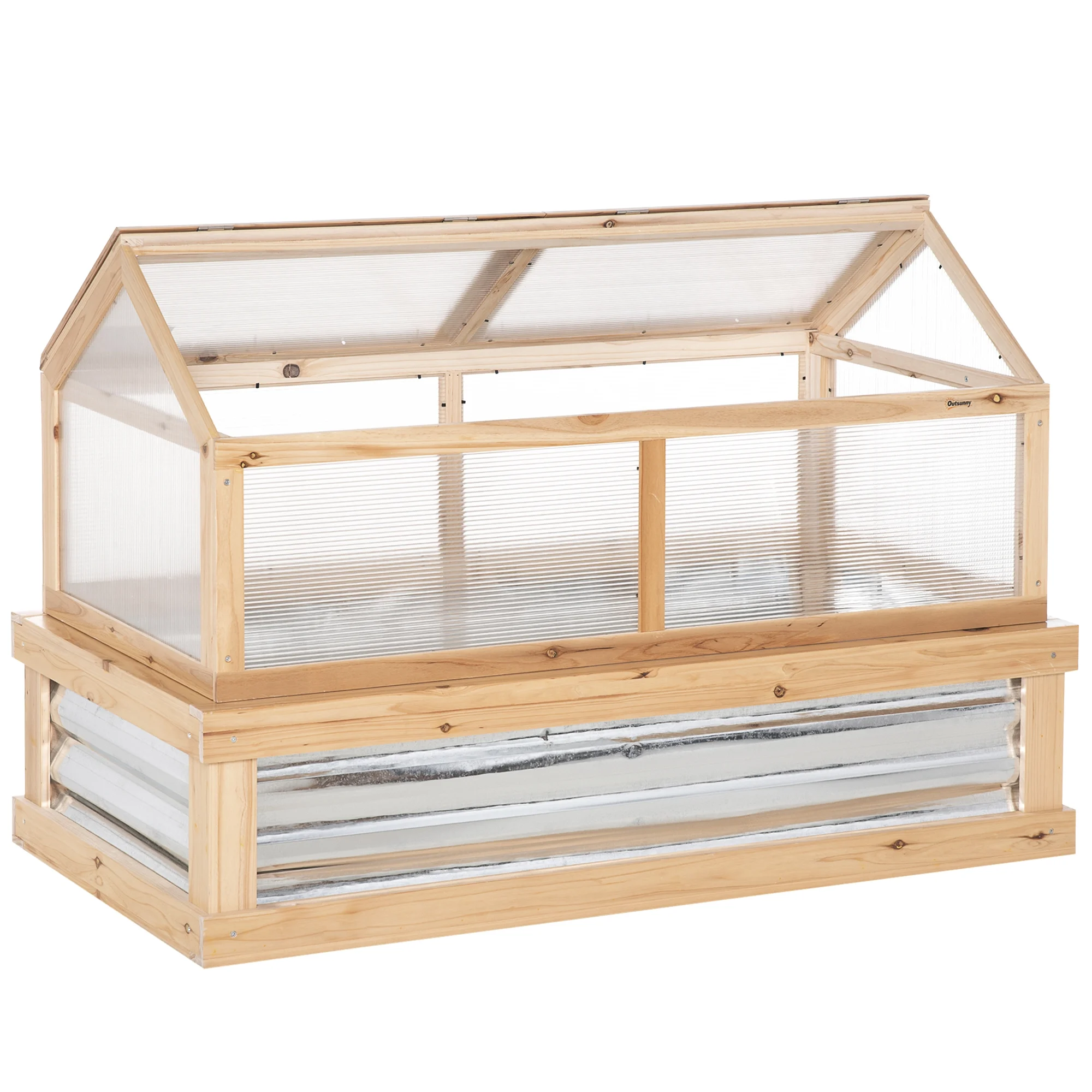 DUOSONG Outsunny Raised Garden Bed, 47" X 22" X 33", Elevated Wooden Planter Box W/ Lockable Wheels, Storage Shelf, And Bed Liner For Backyard, Patio, Natural Natural Wood Garden & Outdoor Garden