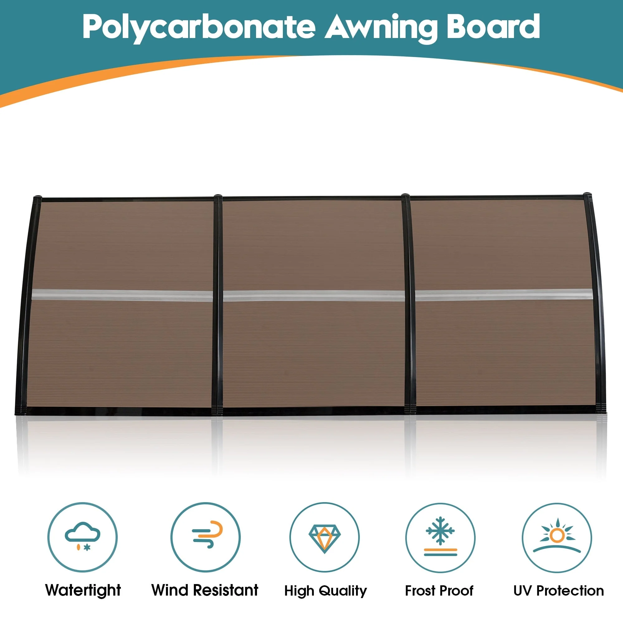 MCombo 10 ft. W x 3.5 ft. D Window & Door Awning Polycarbonate Canopy