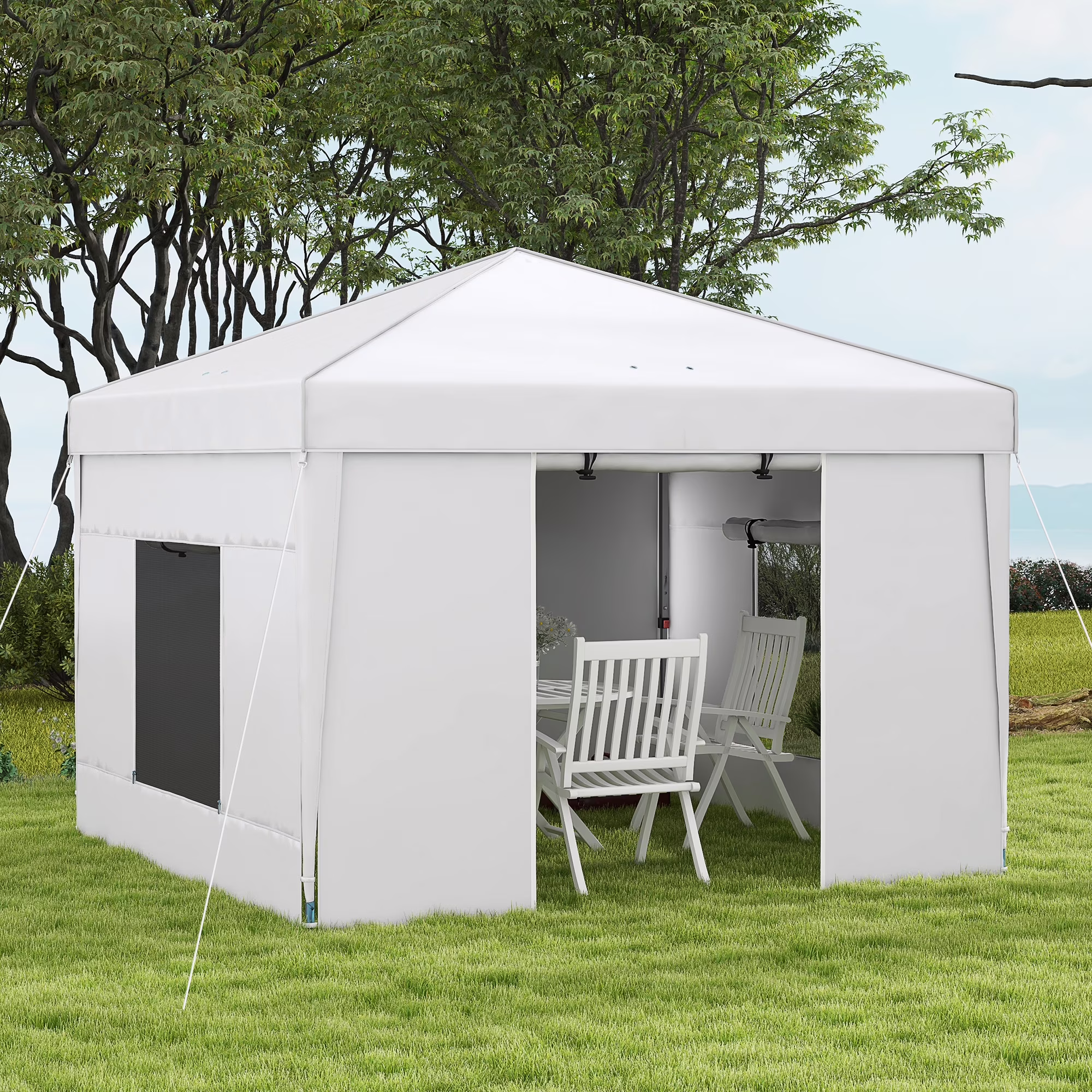 Outsunny 116.25 x 116.25 in Black Pop up Outdoor Canopies, Adjustable Height