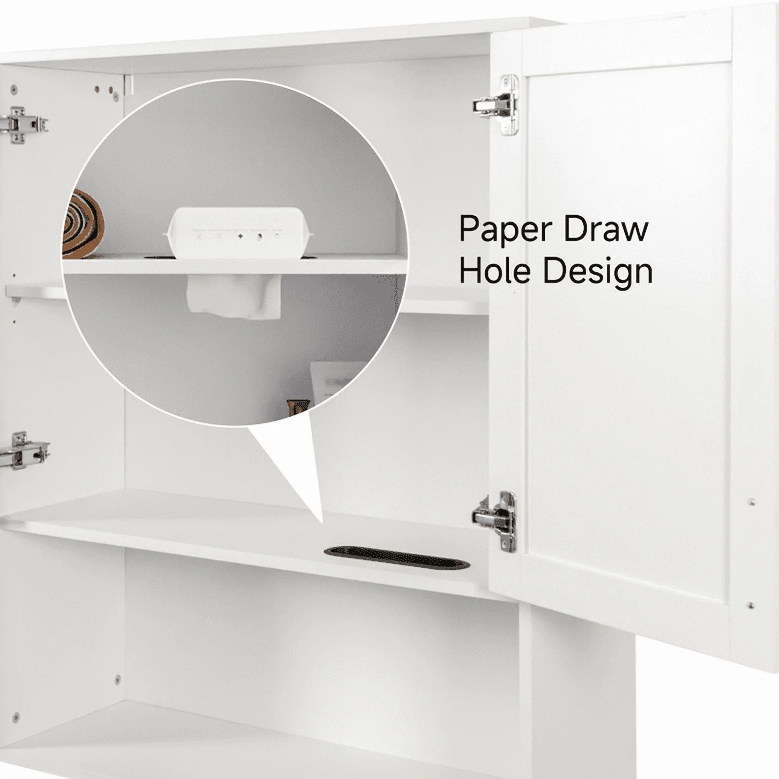 EBQOSK Wall Mounted Bathroom Cabinet, 31.5"D x 11.81"W x 37.8"H Vanity Mirror Cabinet with Facial Tissues Slot and Multifunctional Storage Area, Storage Cabinets for Laundry Bathroom White Style 2