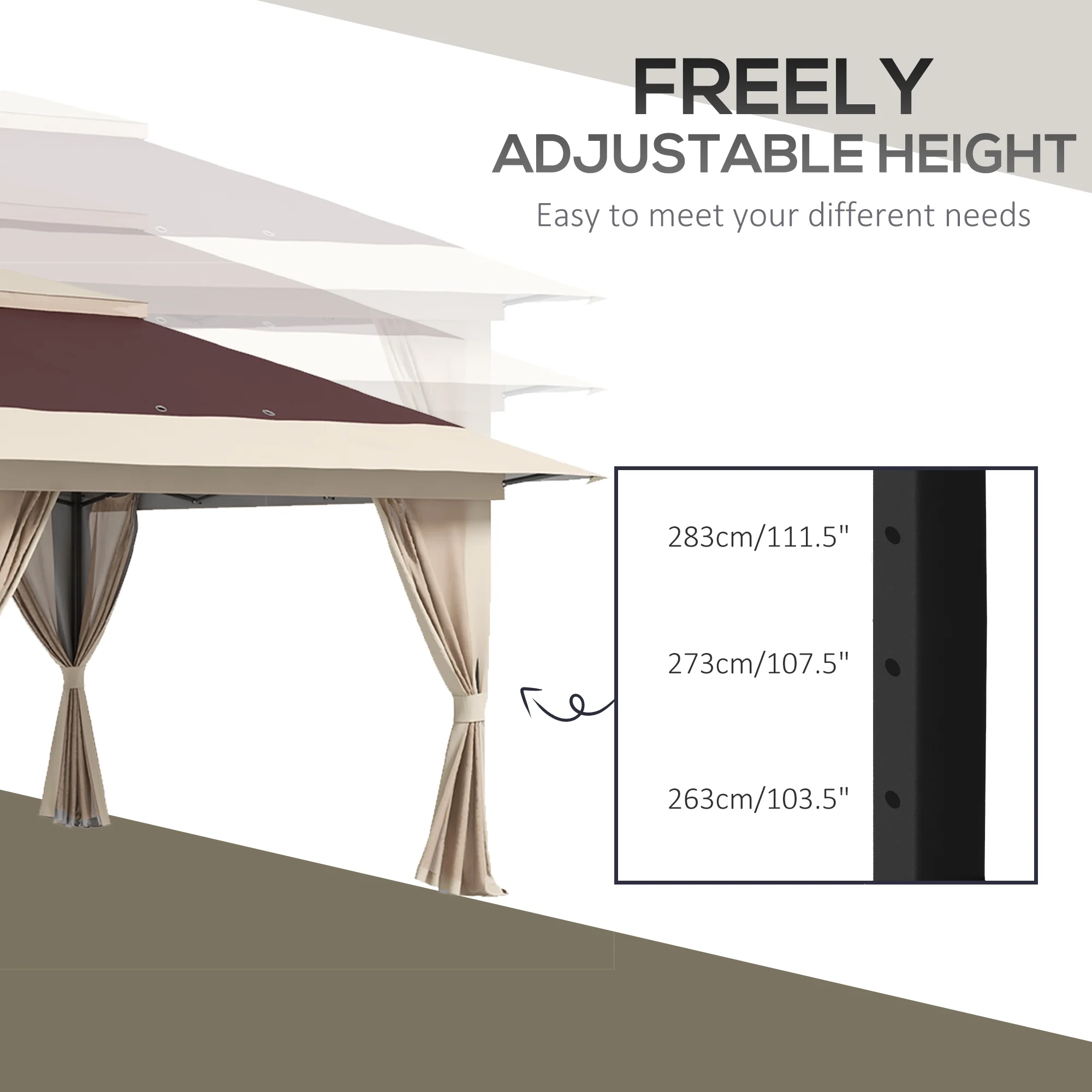 Outsunny 13ft x 13ft Beige Pop Up Outdoor Canopy, UV Resistant