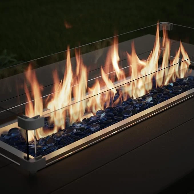 ALAULM 43" x 27.6" Propane Gas Fire Pit Table with Adjustable Flame