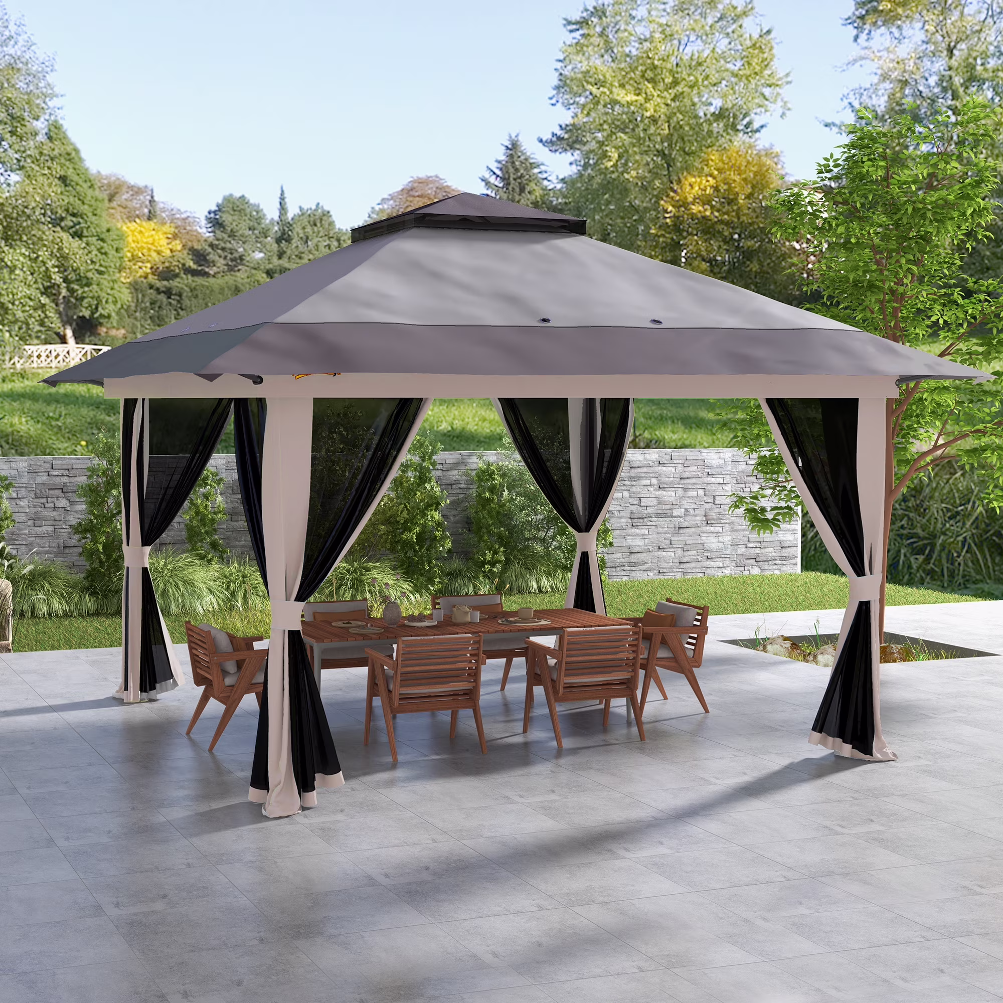 Outsunny 13ft x 13ft Beige Pop Up Outdoor Canopy, UV Resistant