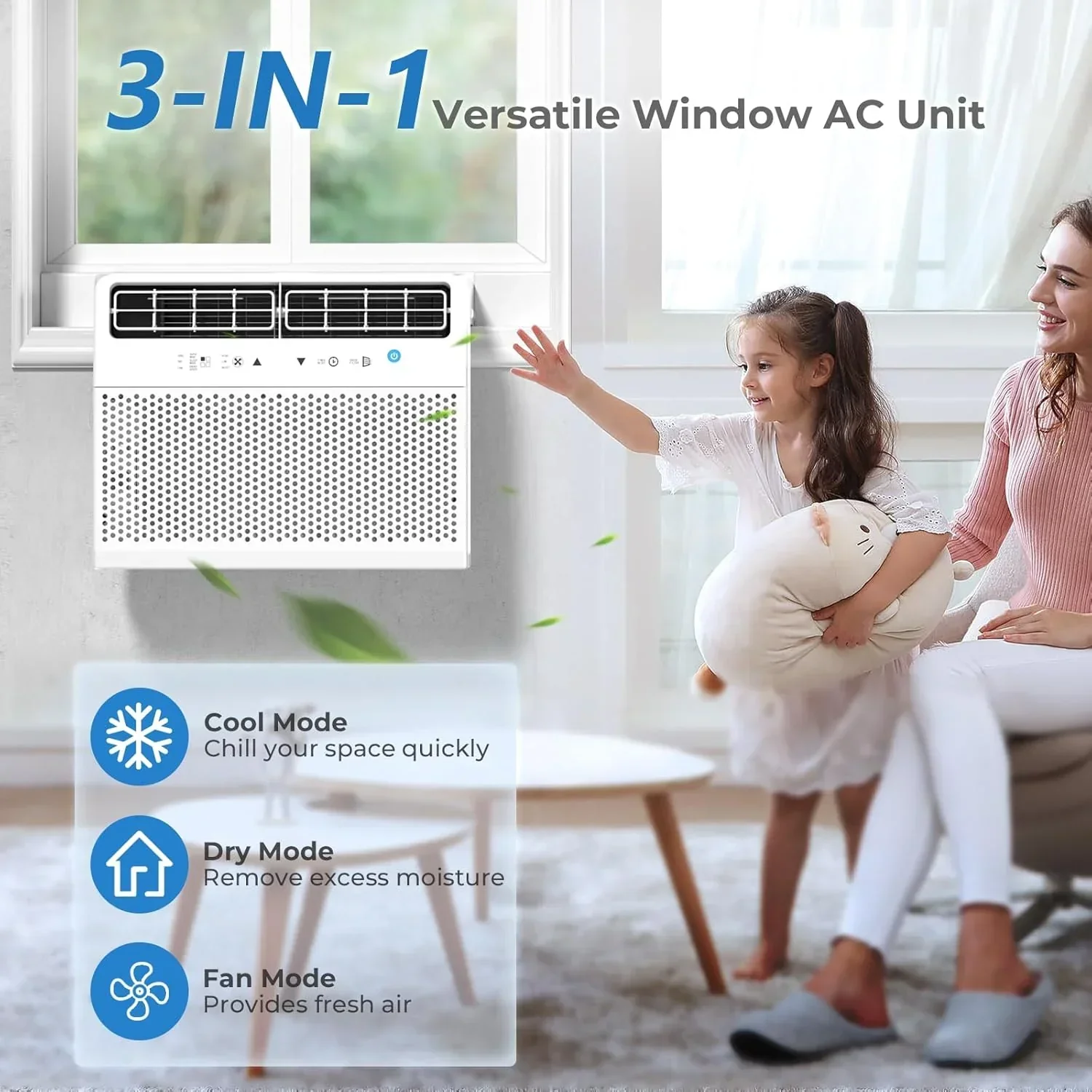 Antarctic Star U-Shaped Air Conditioner Window 12000BTU Ultra Quiet Window Air Conditioner Cools