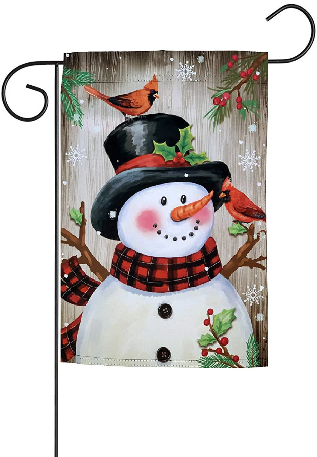 Frosty & Cardinals Christmas Garden Flag – 12″ x 18″, Double Sided, Snowman