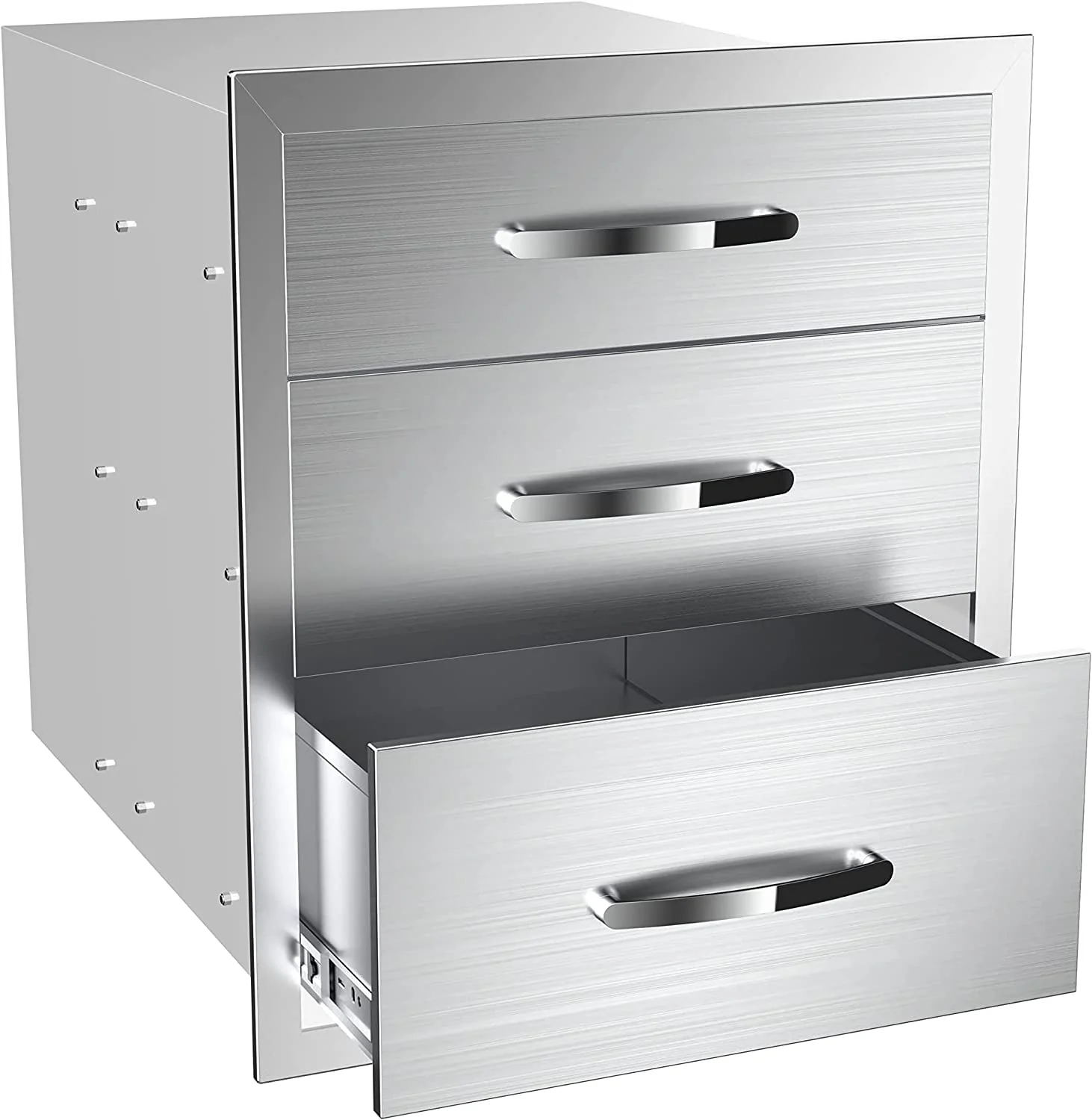 Outdoor Kitchen Drawers 14″ W x 21″ H x 23″ D, Flush Mount Triple Access BBQ Drawers,BBQ Island Drawers for Outdoor Kitchens or BBQ Island Patio Grill Station