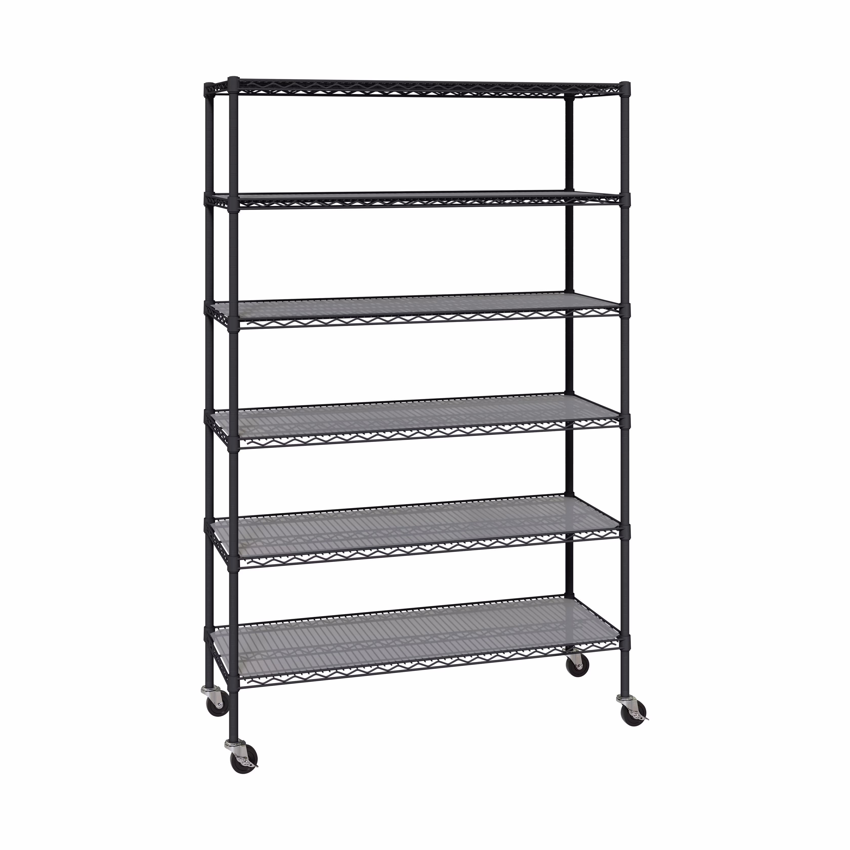Seville Classics Solid Steel Wire Shelving Storage Unit Adjustable Shelves Organizer Rack, for Home, Kitchen, Office, Garage, Bedroom, Closet, Graphite, 6-Tier, 48″ W x 18″ D x 75.5 H