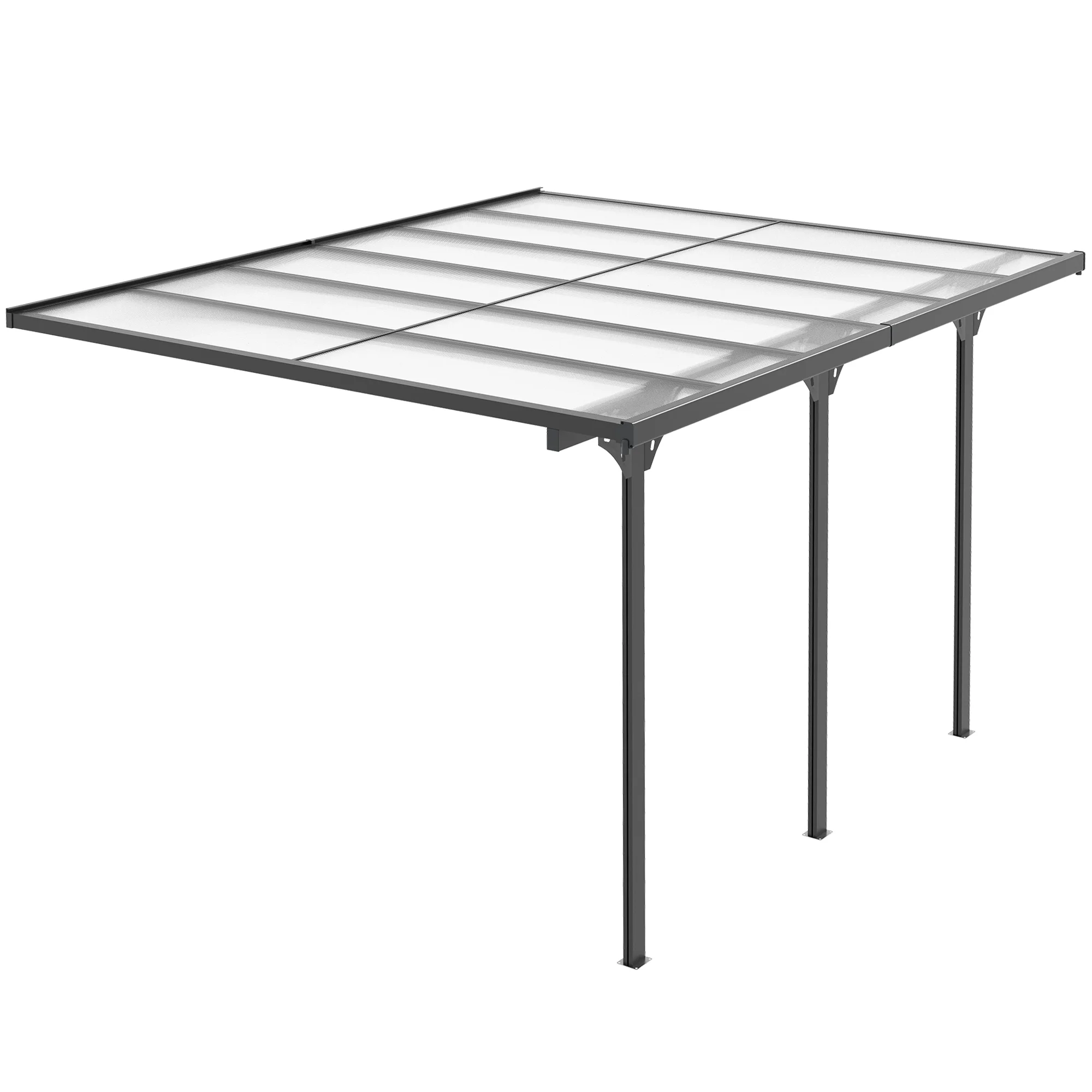 Outsunny 14.5' x 10' Transparent Wall Pergola, UV Blocking Awning, Gray