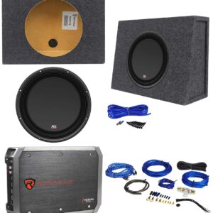 MTX 3512-04S 12in 600W Shallow Subwoofer With Sealed Enclosure, Amplifier And Wires - 3512-04S