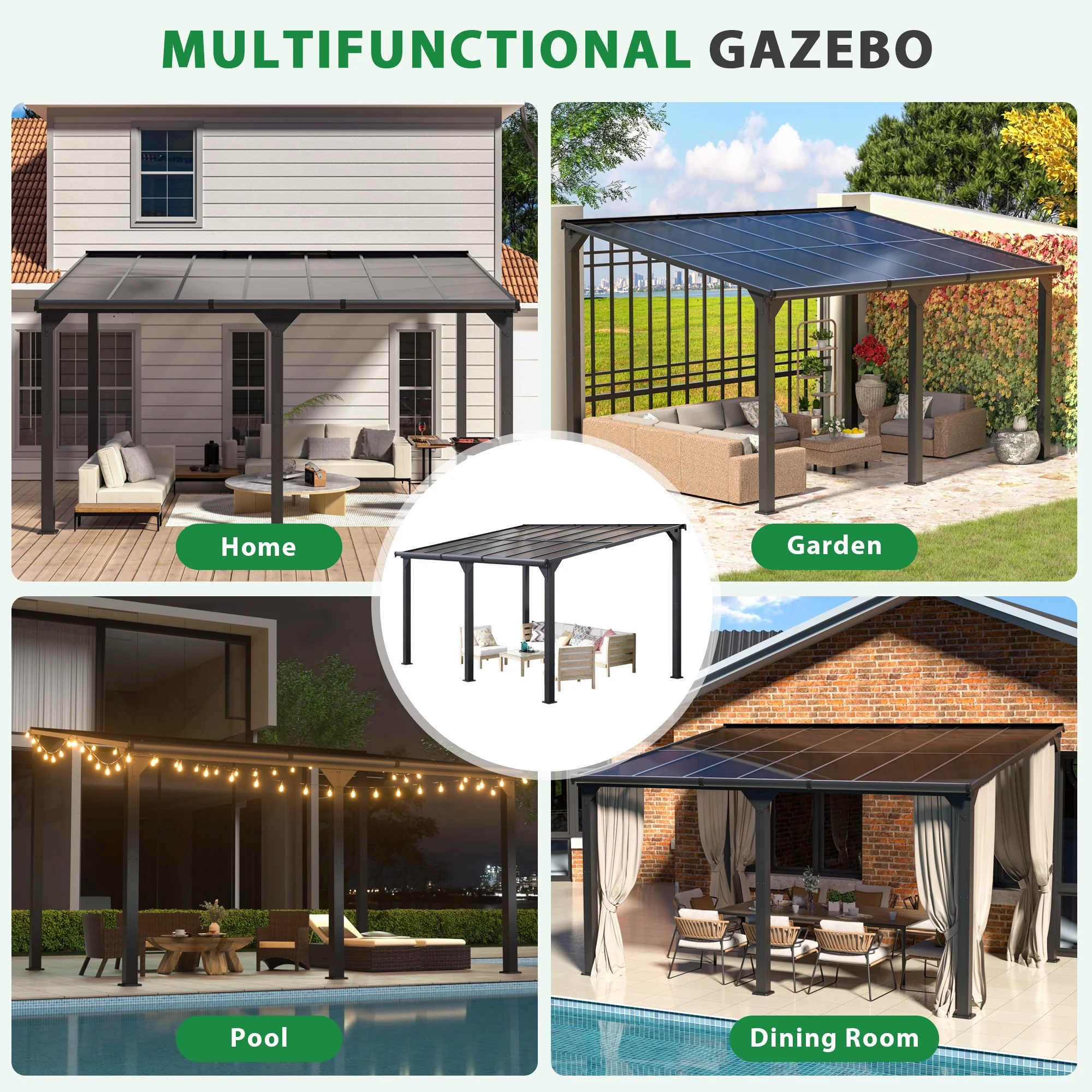 Jaxpety 14 x 10 ft. Hardtop Gazebo Outdoor Awnings for Patio, Backyard, Porch