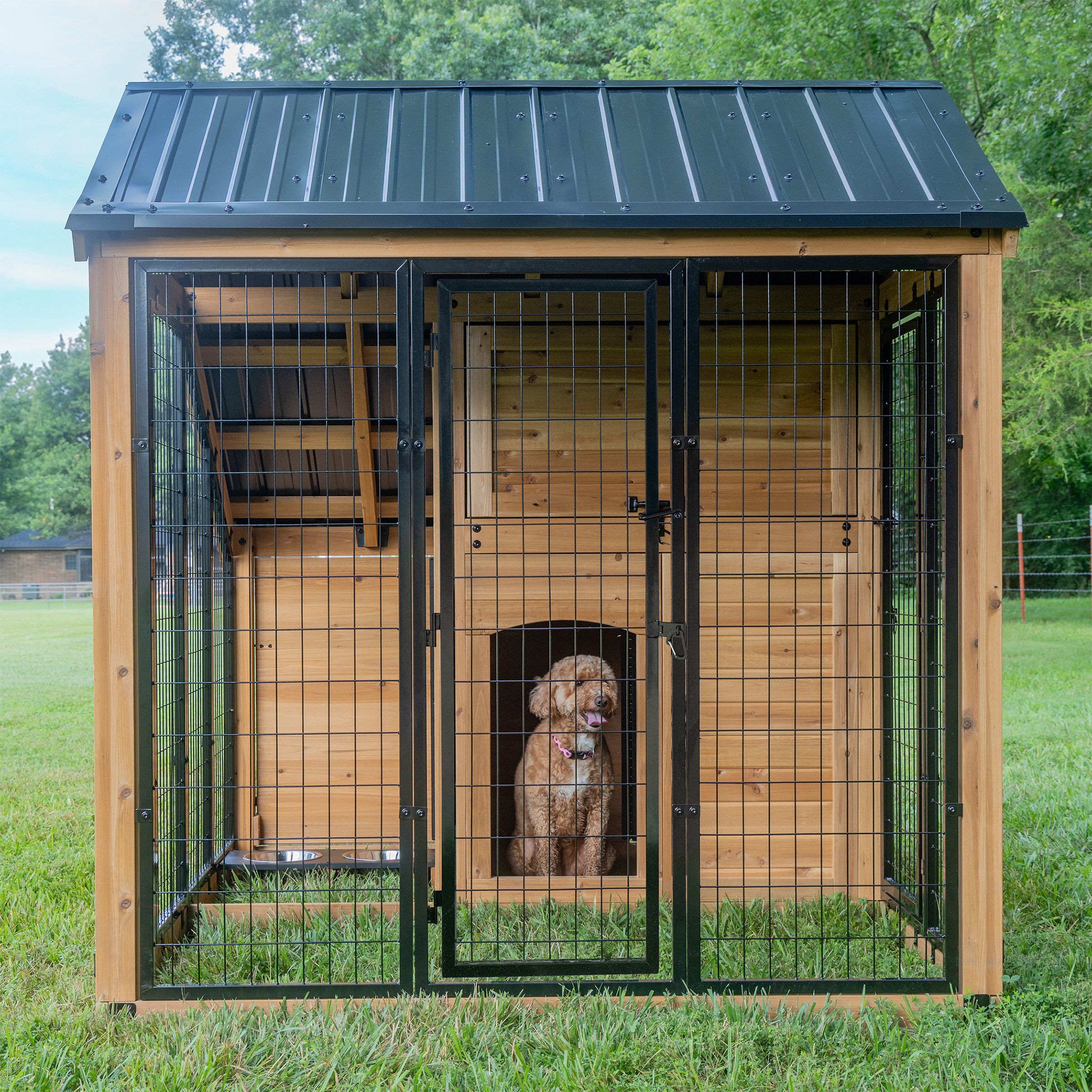 Backyard Discovery 7′ x 5′ Canine Cabin Cedar Wood Outdoor Dog Kennel