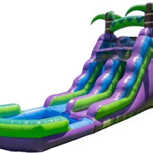 HeroKiddo 16' Purple Tropical Lightweight Premium Commercial Grade Water Slide Inflatable with Attached Pool for Kids and Adults (with Blower), Wet Dry Use, Summer Fun