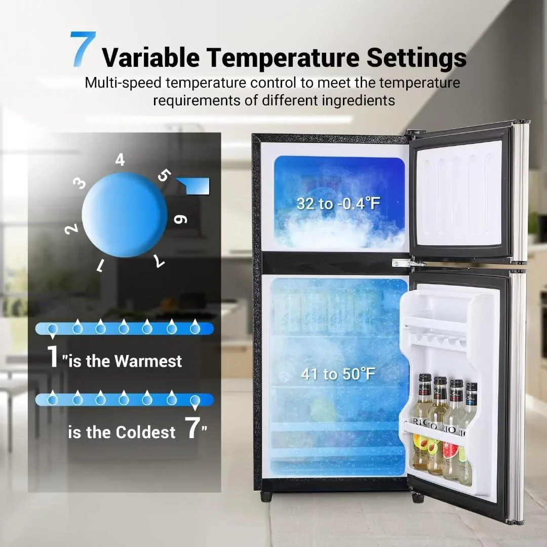 Apartment Size Refrigerator, 3.5 Cu.Ft Samll Refrigerator with Freezer Suitable for Home and Apartments, Freestanding