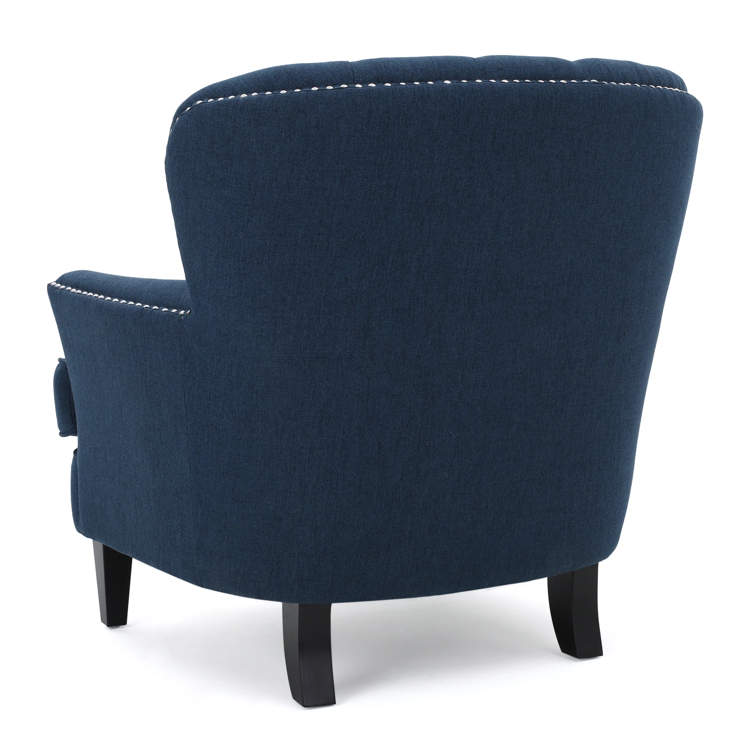 Noble House Tanner Tufted Fabric Club Accent Chair, Dark Blue