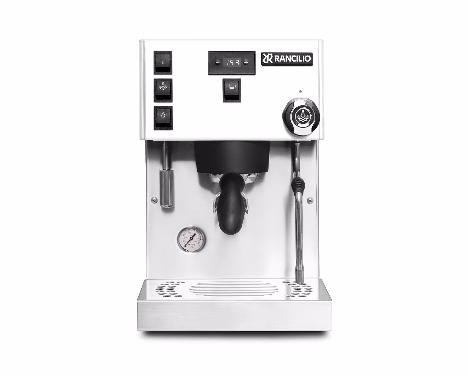 Rancilio Silvia Pro X Espresso Machine – Dual Boiler – PID Control – Shot Timer – (White)