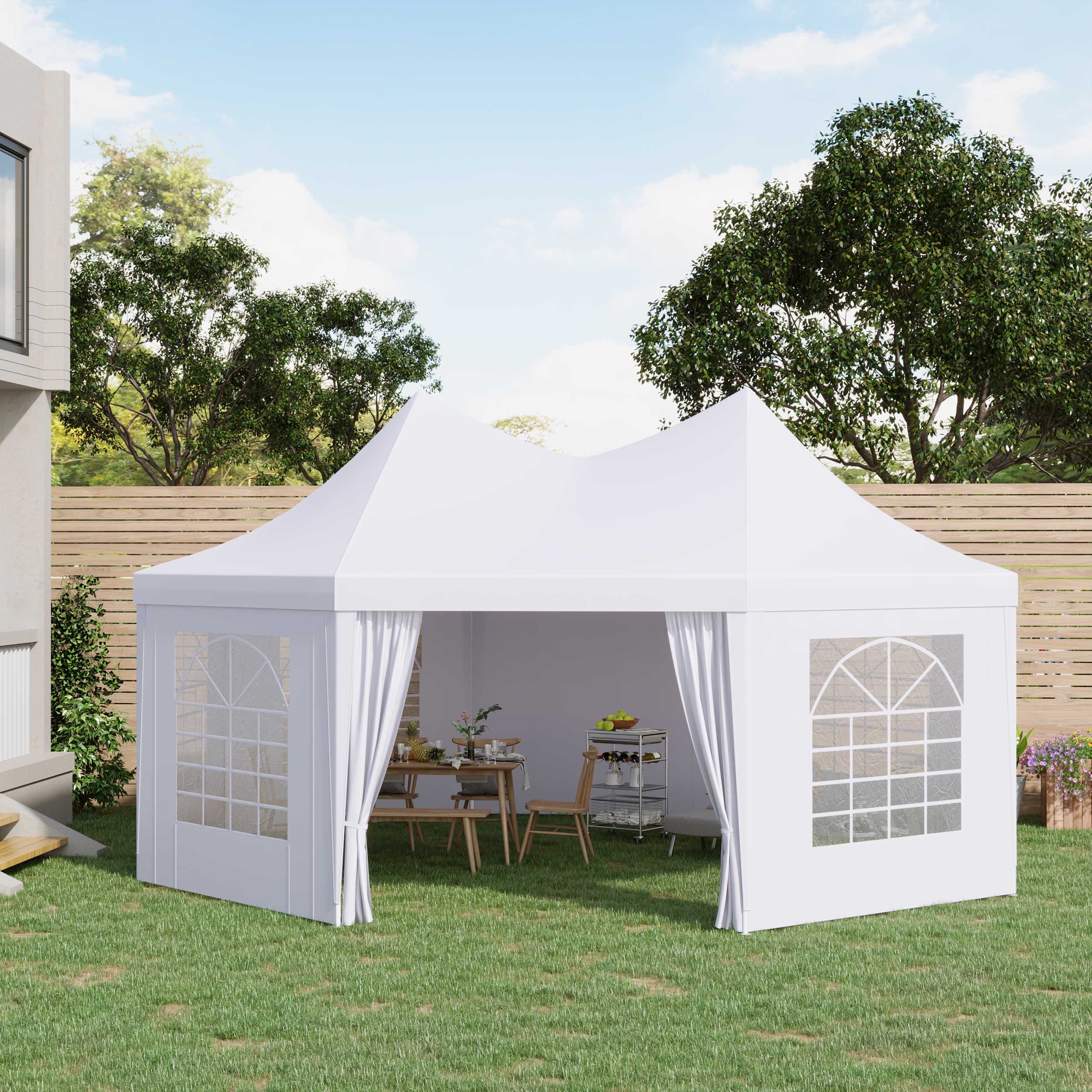 Outsunny 22′ x 16′ Party Tent Canopy with 2 Doors, 8 Cathedral Windows