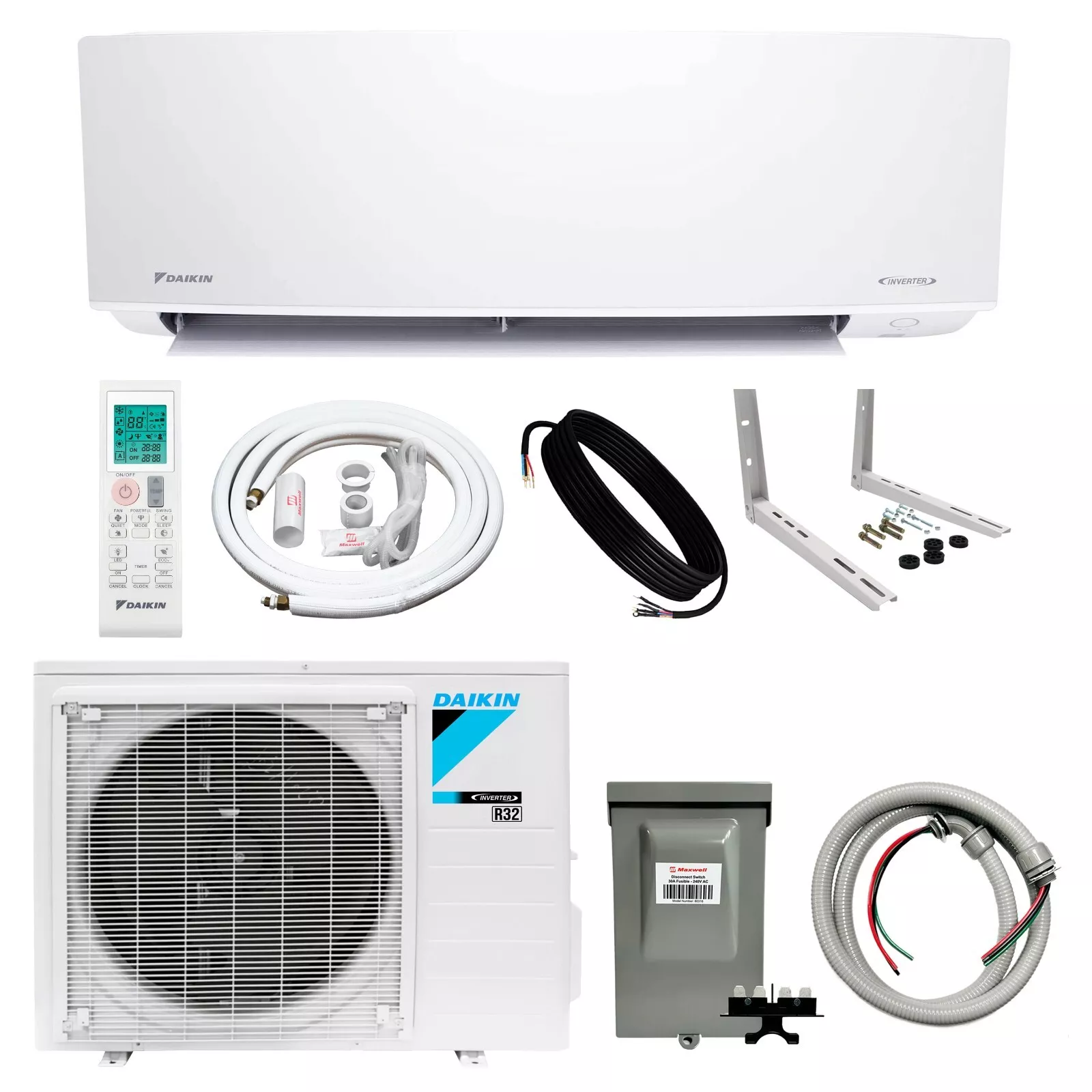 Daikin Ductless Mini-Split Air Conditioner 18000 BTU 18 SEER2 R32 – FTXC18AXVJU/RXC18AXVJU