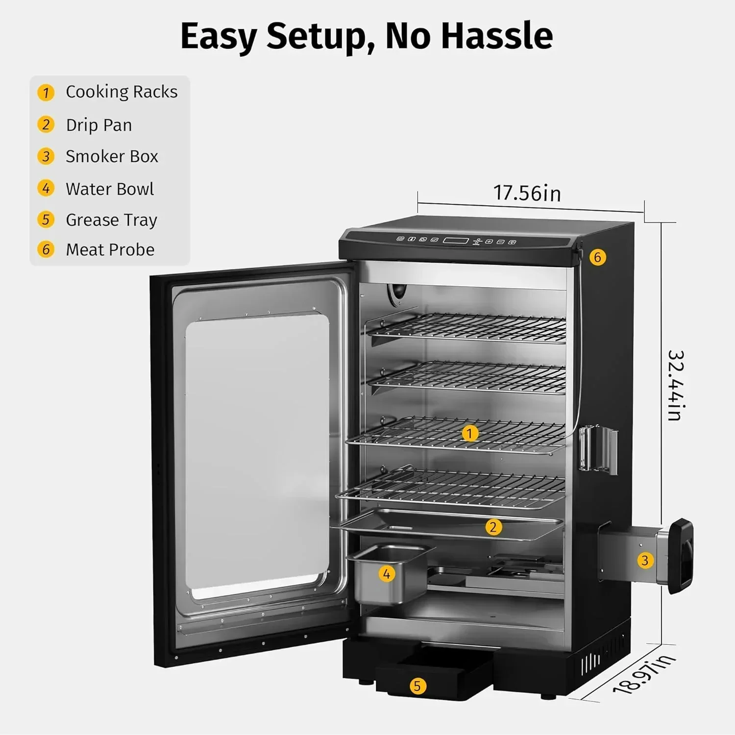 EAST OAK 30″ Outdoor Electric Smoker Built-in meat probe smokes up to 6 times longer