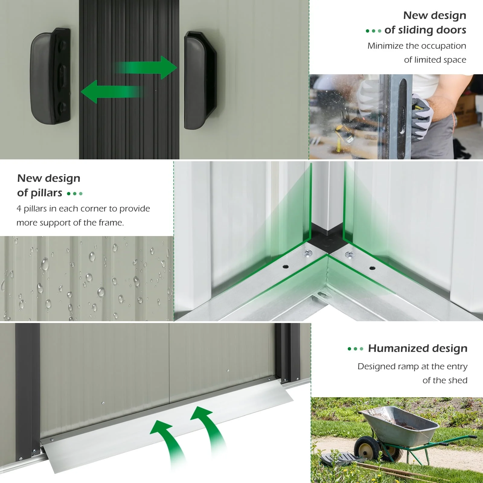 AECOJOY 8 x 6 ft. Outdoor Metal Storage Shed with Sliding Door