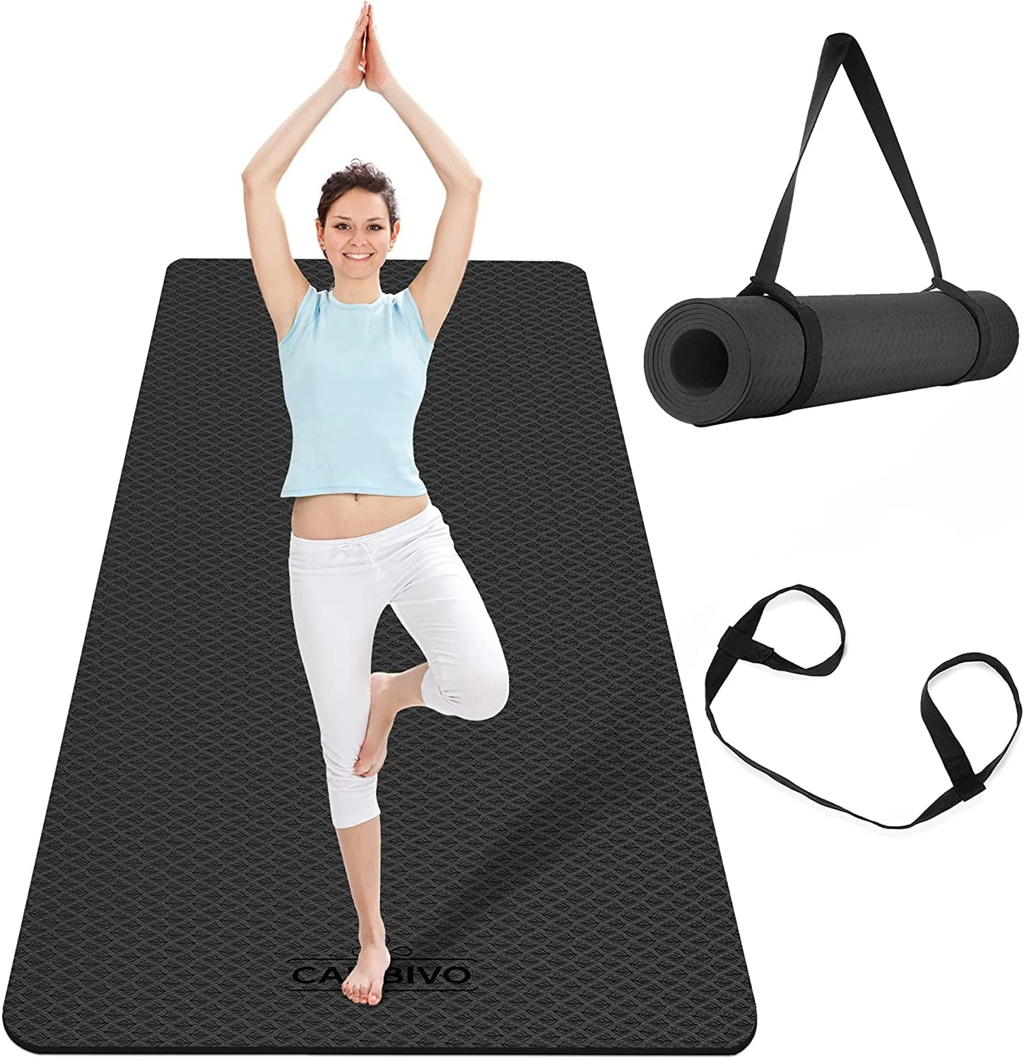 CAMBIVO Extra Wide Yoga Mat for Women and Men, 72″x 32″x 1/4″ Eco-Friendly SGS Certified, Large TPE Exercise Fitness Mat for Yoga, Pilates, Workout