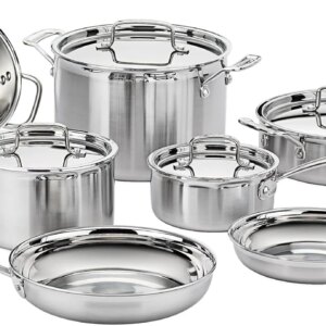 MultiClad Pro Stainless-Steel Cookware 13-Piece Cookware Set, Silver