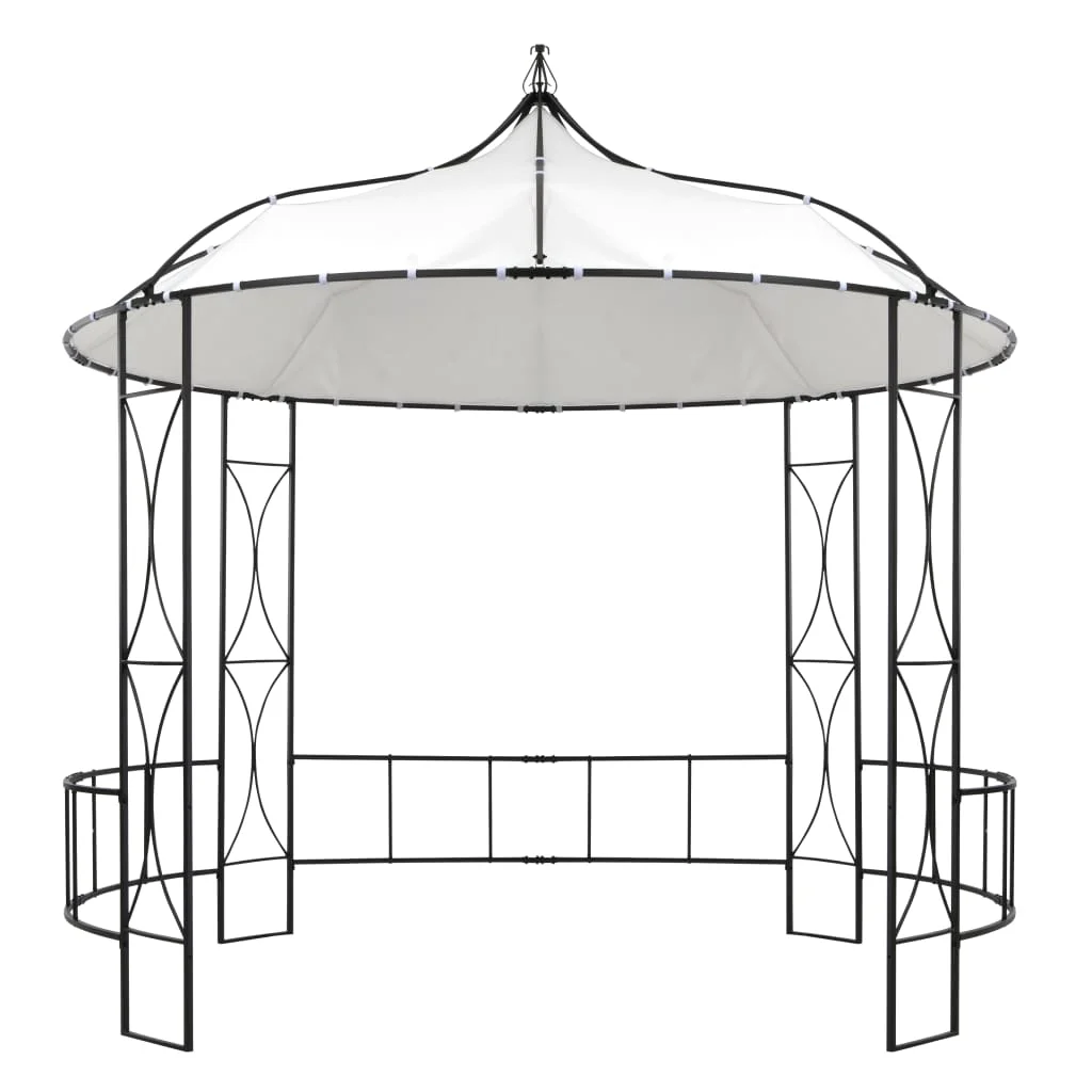 vidaXL Outdoor 9.8 x 9.5 Round Canopy Pavilion, UV & Water-Resistant, White & Black