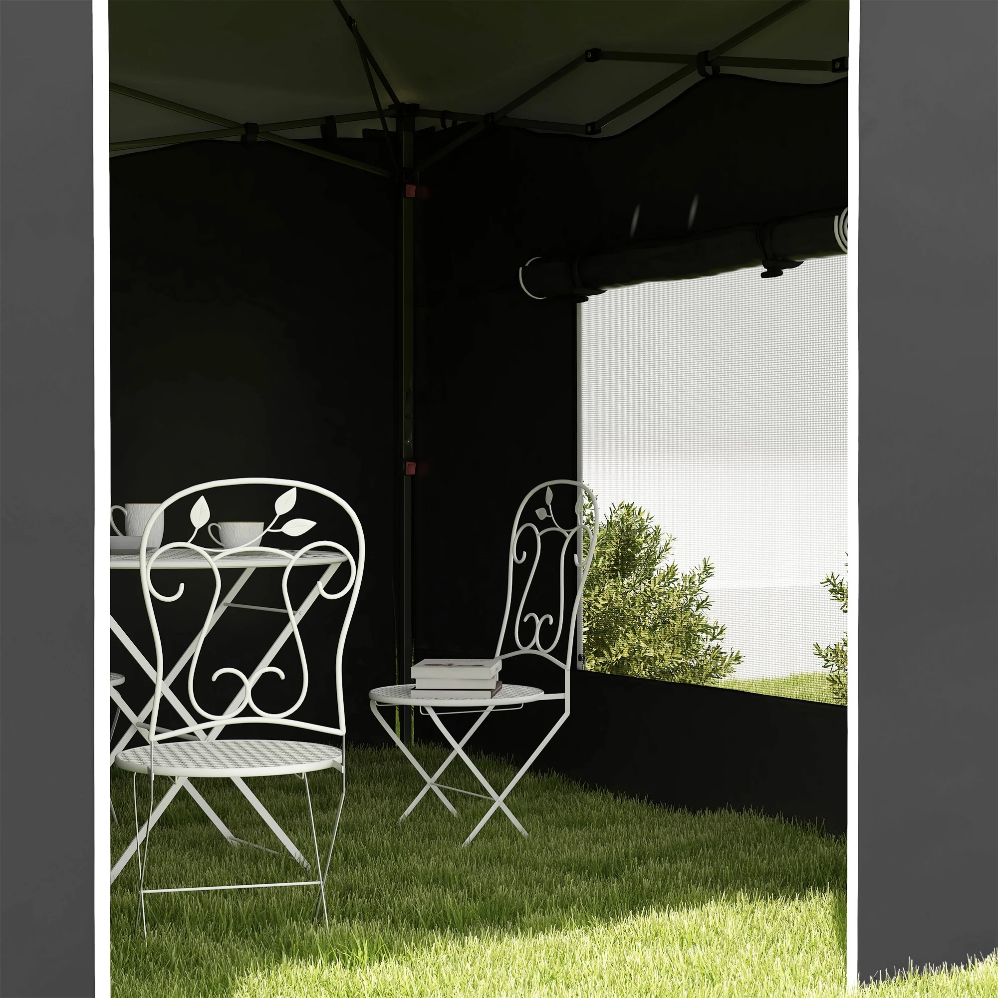 Outsunny 116.25 x 116.25 in Black Pop up Outdoor Canopies, Adjustable Height
