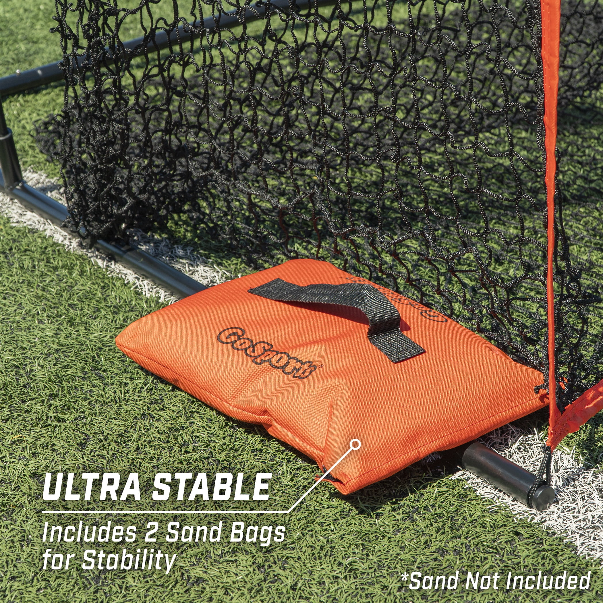 GoSports Football 7' x 4' Kicking Net - Ultra-Portable Design with Weighted Sand Bag
