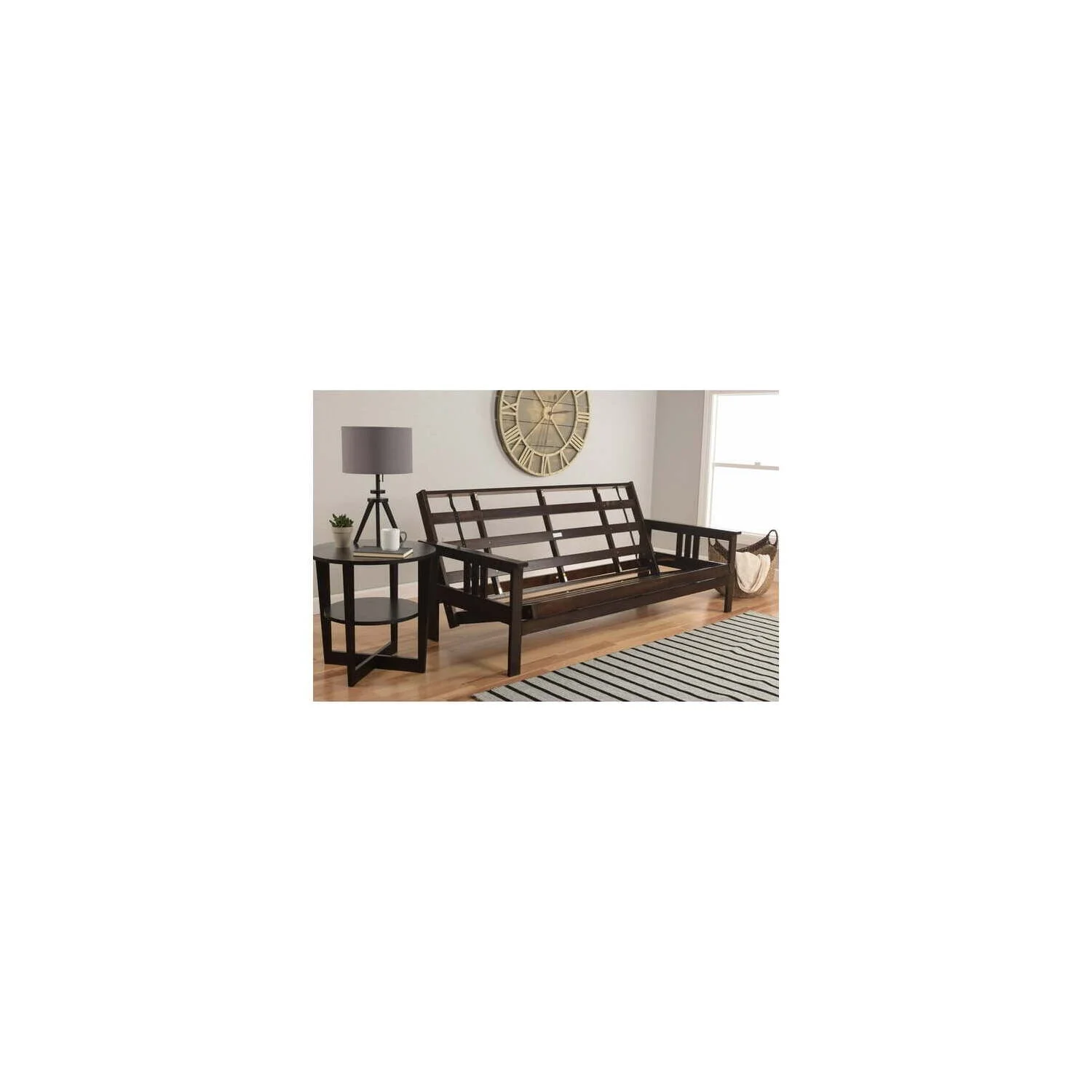 Homestock African Artifacts Full Size Futon Frame Set with Mattress, Easily Converts to Bed, Versatile Design Futon Frame for All Spaces, 33"H x 79"L x 37"D-Color:Linen Charcoal,Size:Barbados