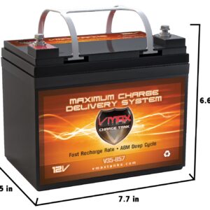 VMAX V35-857 12V 35AH AGM Deep Cycle U1 Battery (7.7"x 5"x 6.1") for Minn Kota Endura Max 45 Hand Control - 12V-45lb Trolling Motor