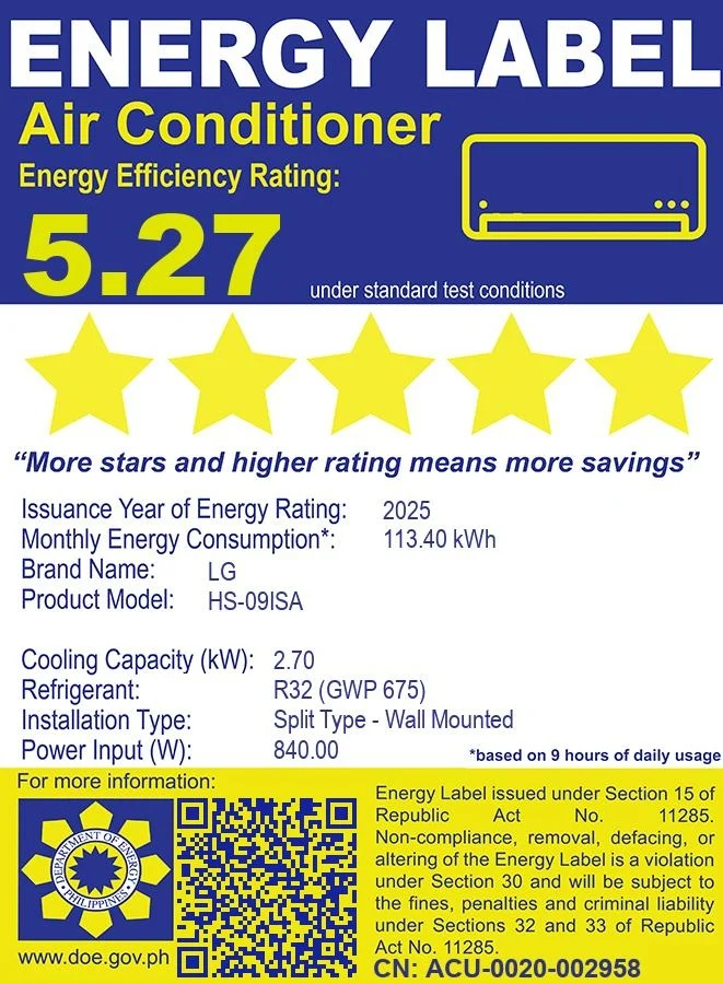 1 HP Split Air Conditioner Inverter with Quiet Operation Configuration B
