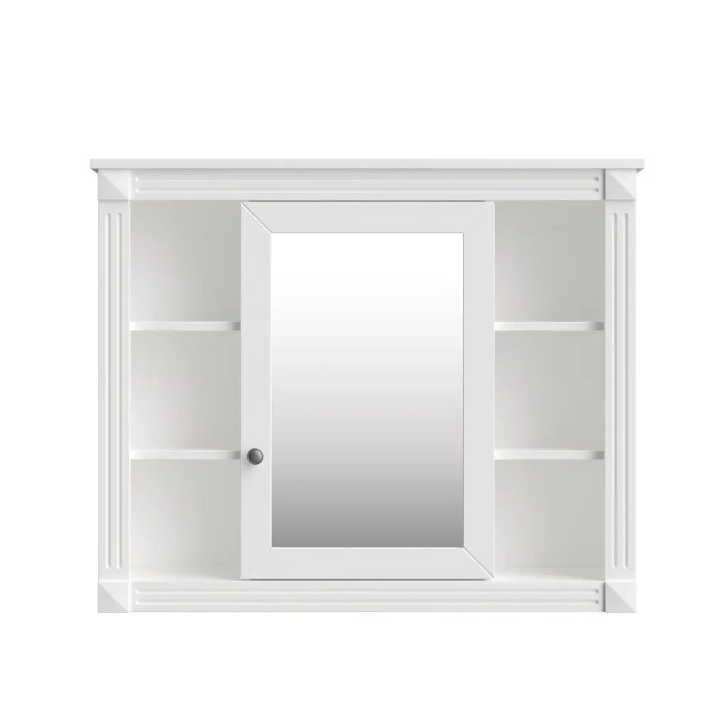 36'' Bathroom Vanity Set With Ceramic Sink Top, Mirror Cabinet, 2 Doors And 2 Drawers - Gray