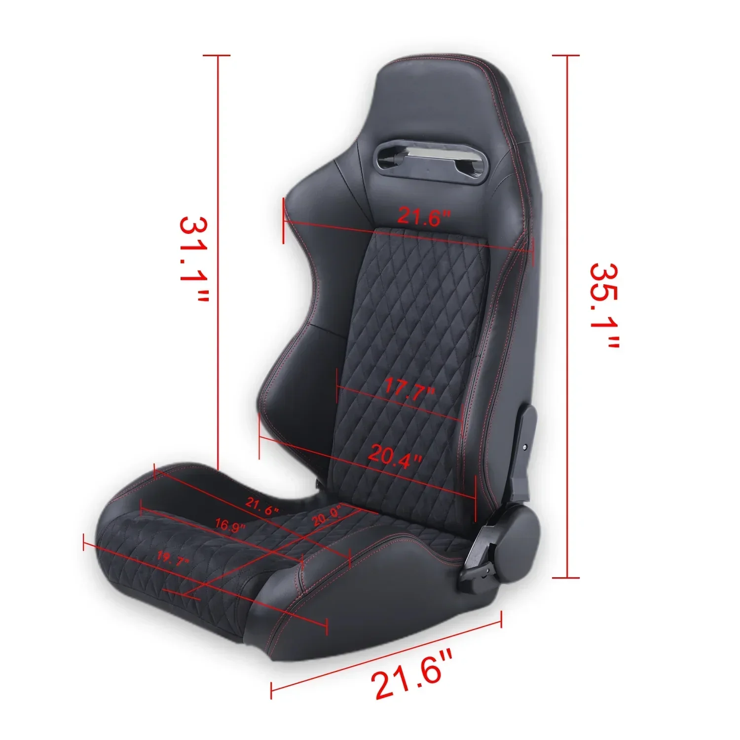 Racing Seats, PVC With Suede Material, Double Slider Design, Black - 2 Pieces
